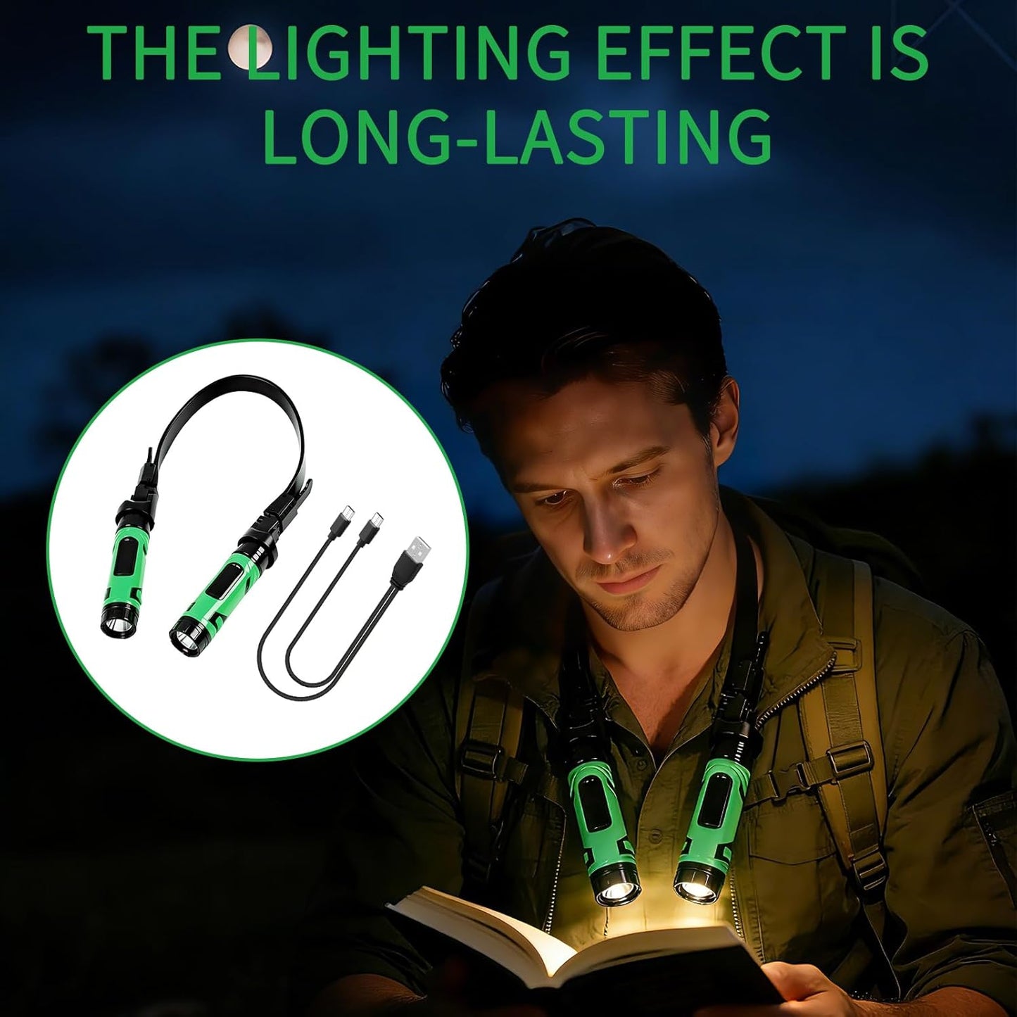 1200LM Detachable Neck Light, Rechargeable LED Neck Gadgets with Removable Magnetic Torches, Hands Free Mechanic Wearable for Craft, Reading, Knitting, Camping, Repairing, around 100Hrs Lasting