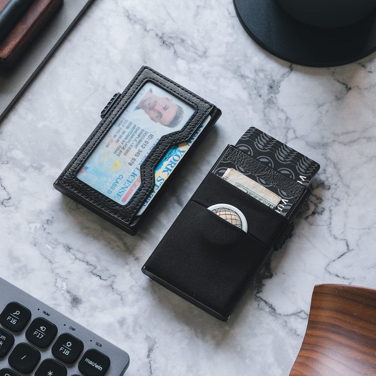 Credit Card Holder with EDC Pockets & ID Window RFID Blocking Pop up Card Wallet Slim Metal Wallet