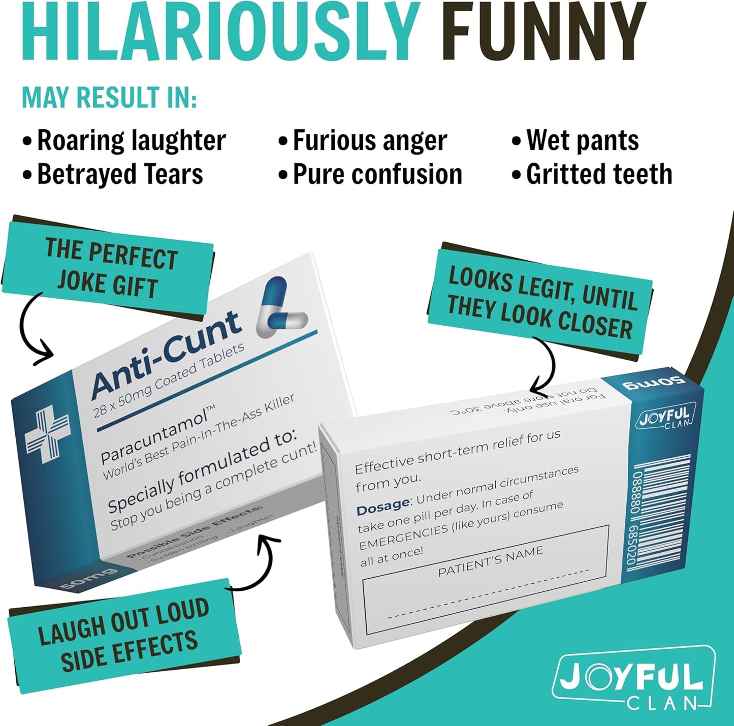 Funny Joke Pill Box Prank Gag Gifts for Men Funny Valentines Gifts for Him Secret Santa Novelty Stocking Filler Birthday Gifts for Women Rude Silly Presents for Boyfriend Dad (Anti-C*Nt)