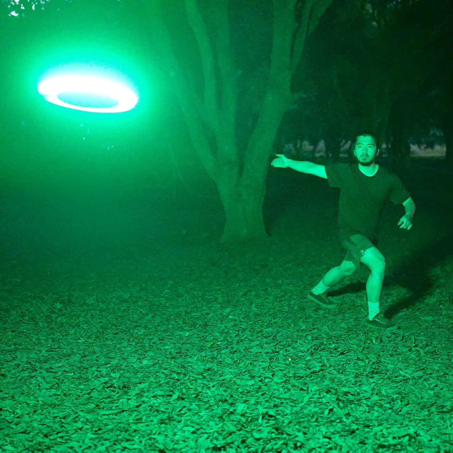 Flying Disc - 36 Monocolor Leds, Super Bright, Smart Modes, Cool Easter Gift, Camping Toy for Kid/Teen/Adult, Auto Light Up, Rechargeable, Waterproof, 175G