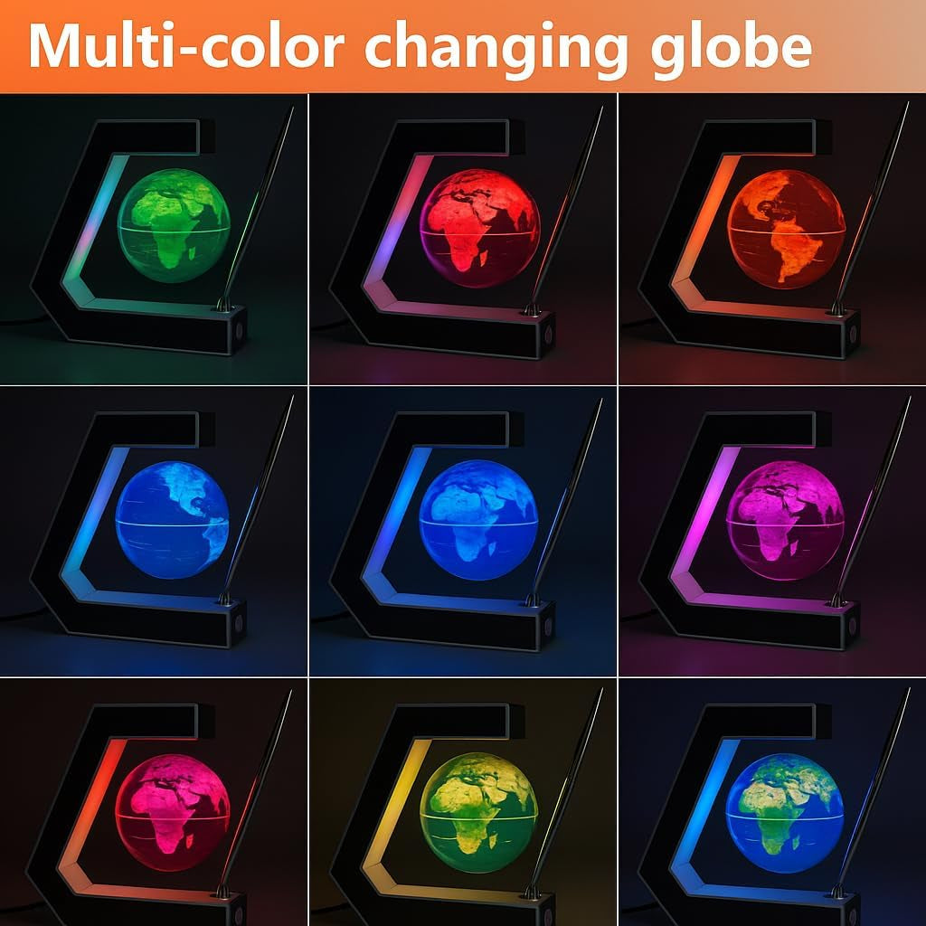 Magnetic Levitation Floating World Earth Globe Lamps with Pen, Cool Office Desk Decor Stuff for Men Boss Unique Birthday Gifts or Christmas for Men,Educational Geography Globe Toys for Kids Learning