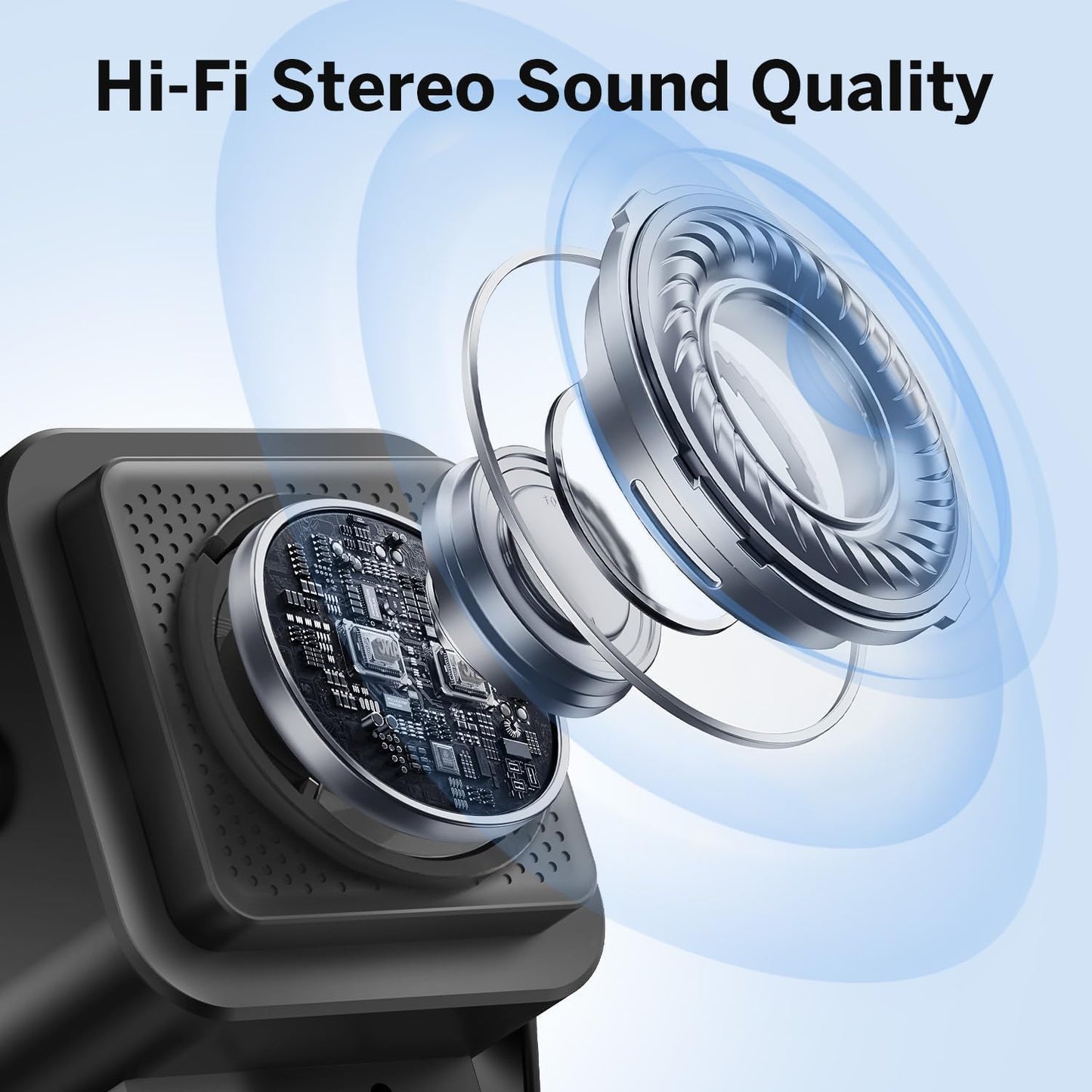 5-In-1 Wireless Induction Bluetooth Speaker with Adjustable round Phone Stand, Multifunctional Stereo Sound Bluetooth Speaker, 8 RGB Ambient Light (Black, Square)