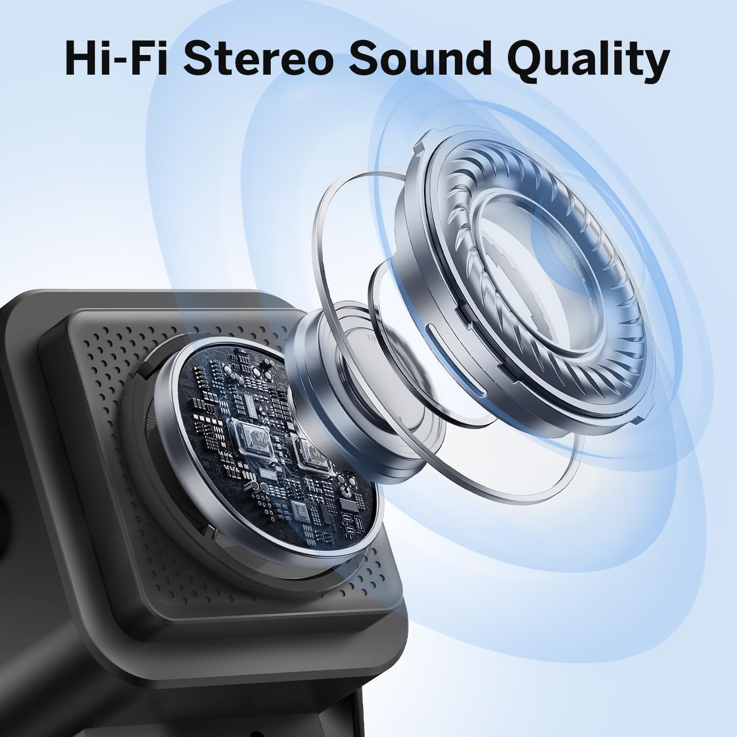 5-In-1 Wireless Induction Bluetooth Speaker with Adjustable round Phone Stand, Multifunctional Stereo Sound Bluetooth Speaker, 8 RGB Ambient Light (Black, Square)