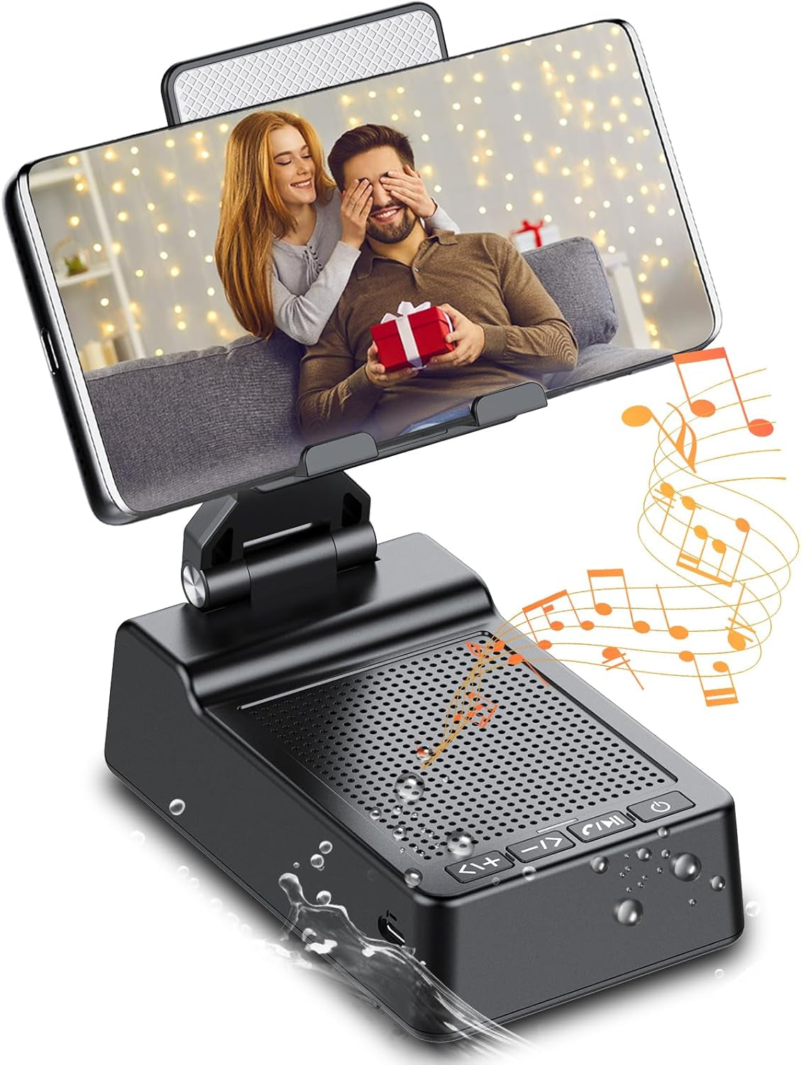 Foldable Phone Stand with Wireless Bluetooth Speaker and Anti-Slip Base, Birthday Gifts for Men/Women, Gadgets for Anniversary Idea Gift, Valentine'S Day Gift for Beloved