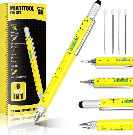 Unique Multitool Pen Gifts for Men, Stocking Stuffers for Men Dad Cool Gadgets for Husband Him Birthday Gifts for Men, Office Engineer Woodworkers Carpenter Construction Tool Gift