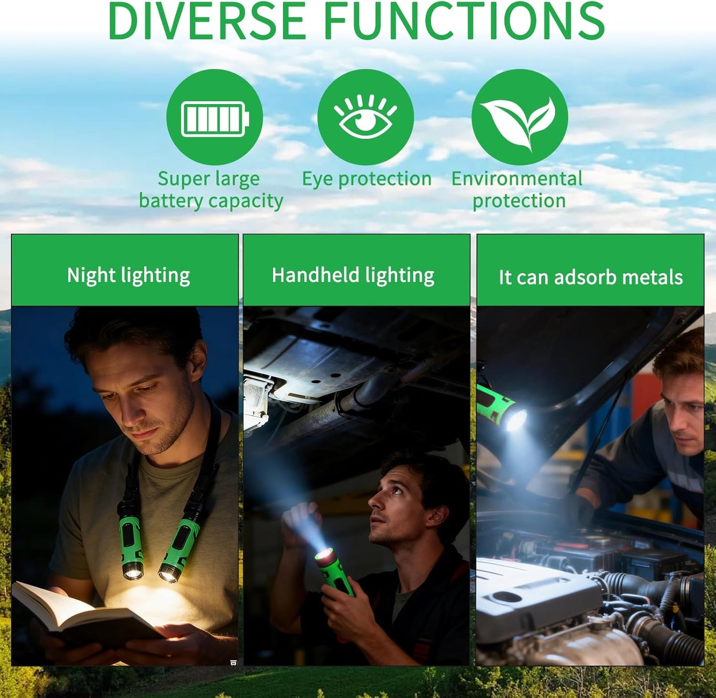 1200LM Detachable Neck Light, Rechargeable LED Neck Gadgets with Removable Magnetic Torches, Hands Free Mechanic Wearable for Craft, Reading, Knitting, Camping, Repairing, around 100Hrs Lasting