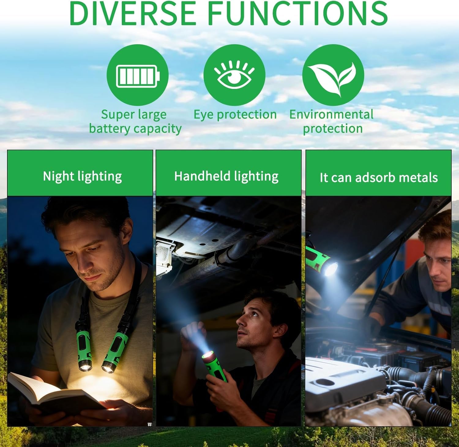 1200LM Detachable Neck Light, Rechargeable LED Neck Gadgets with Removable Magnetic Torches, Hands Free Mechanic Wearable for Craft, Reading, Knitting, Camping, Repairing, around 100Hrs Lasting