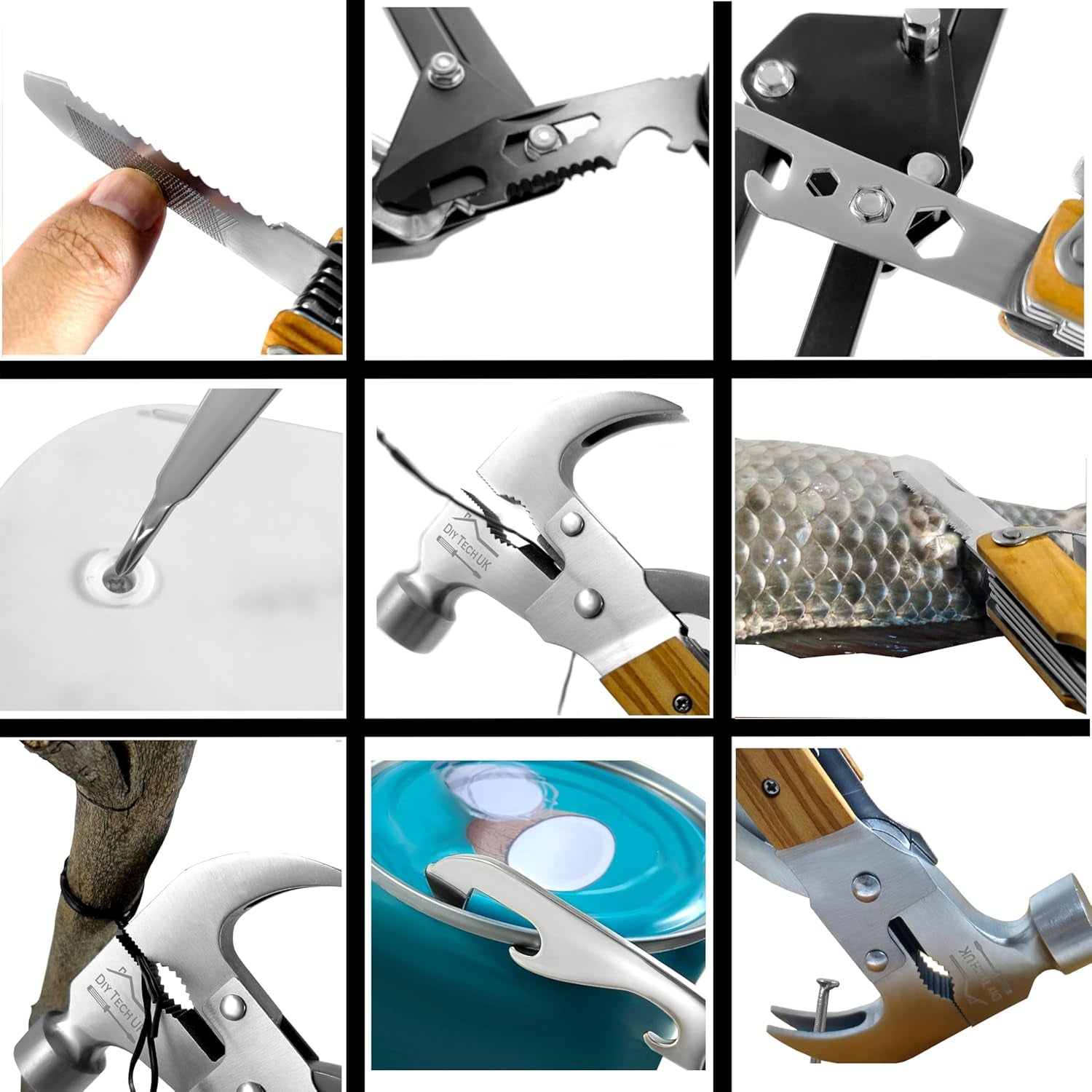 Multi Tool Gadget Gifts for Men - 23 in 1 Hammer with Wooden Handle + Free 48 in 1 Wallet Tool - Mens Gifts for Christmas - Dad Him Boyfriend Birthday Who Have Everything Women Adult