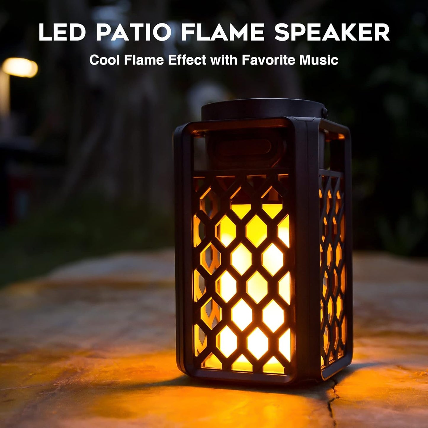 Outdoor Bluetooth Speaker with Flame Atmosphere, Waterproof Wireless Speaker, Camping Patio Accessories, 10W Stereo Sound, Gifts for Men, Women, Dad(2 Pack)