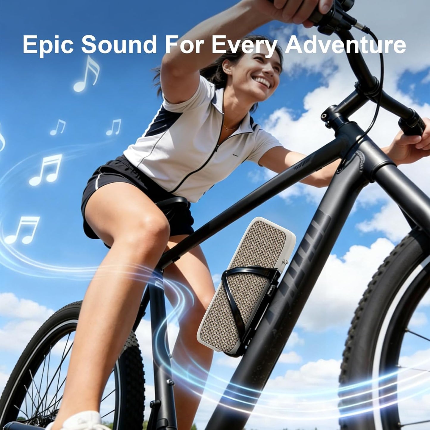 Portable Bluetooth Speaker, IP68 Waterproof 24H Playtime, Bluetooth 6.0 TWS Pairing, 20W Stereo Sound, TF Card/Aux Input, Wireless Speaker for Home Outdoor Travel (White)