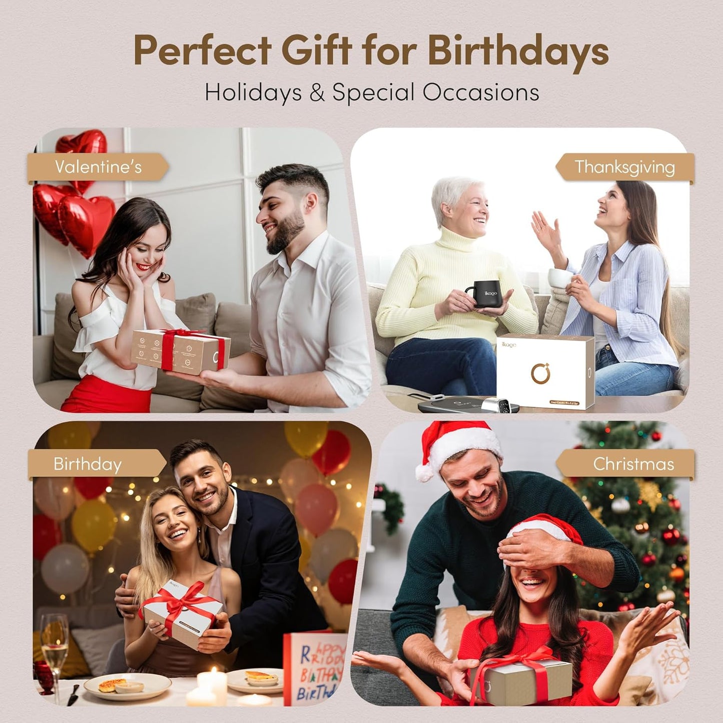 Heated Smart Coffee & Tea Mug Warmer Set - 1℃ Precise Temp Control & Real-Time Display, Auto Shut-Off, Electric Mug Warmer for Desk, Gifts for Women & Men, Home & Office, Black