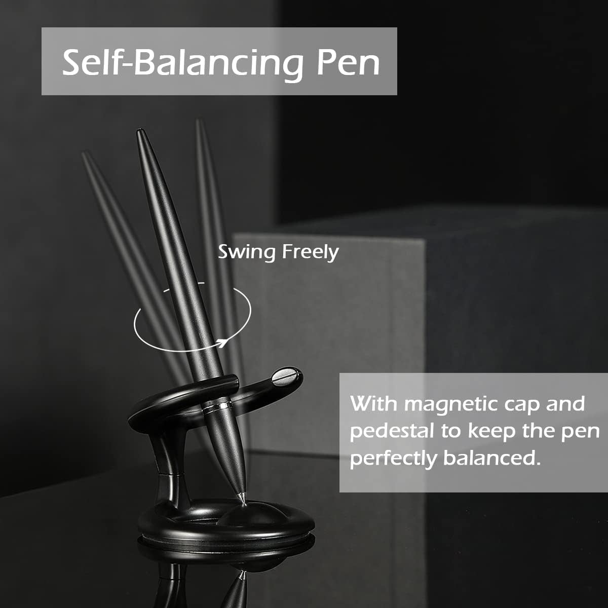 Magnetic Levitating Rollerball Gel Pen,Futuristic Fancy Luxury Floating Cool Space Fidget Pen,Office Desk Toy Gadgets Decor Accessories,Birthday Leaving Unique Gifts for Men Adults (Black)