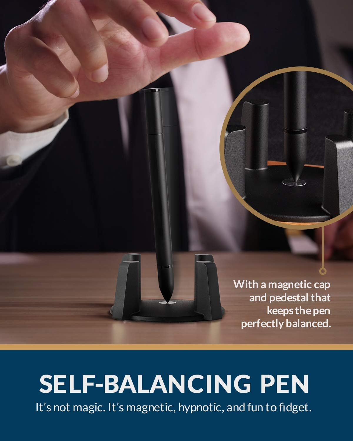 Hoverpen - Luxury Pen for Men & Women, Vertically Standing Executive Ballpoint Pen with Top Grade Free-Flowing Ink & Refill, Unique Gifts for Men, Cool Desk Decorations, Office Decor for Men
