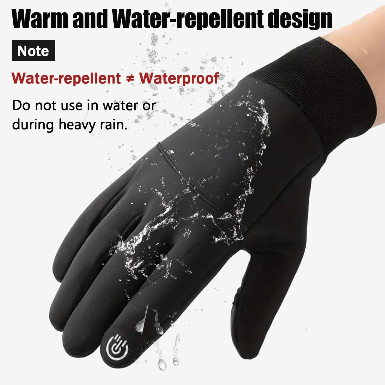 Fingerless Gloves for Men - Winter Thermal Water-Repellent Touch Screen Fishing Gloves for Women, Cycling, Driving, Running, Working (Measure Your Palm Circumference before Purchasing)