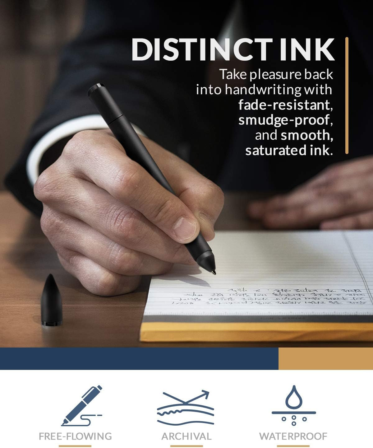 Hoverpen - Luxury Pen for Men & Women, Vertically Standing Executive Ballpoint Pen with Top Grade Free-Flowing Ink & Refill, Unique Gifts for Men, Cool Desk Decorations, Office Decor for Men