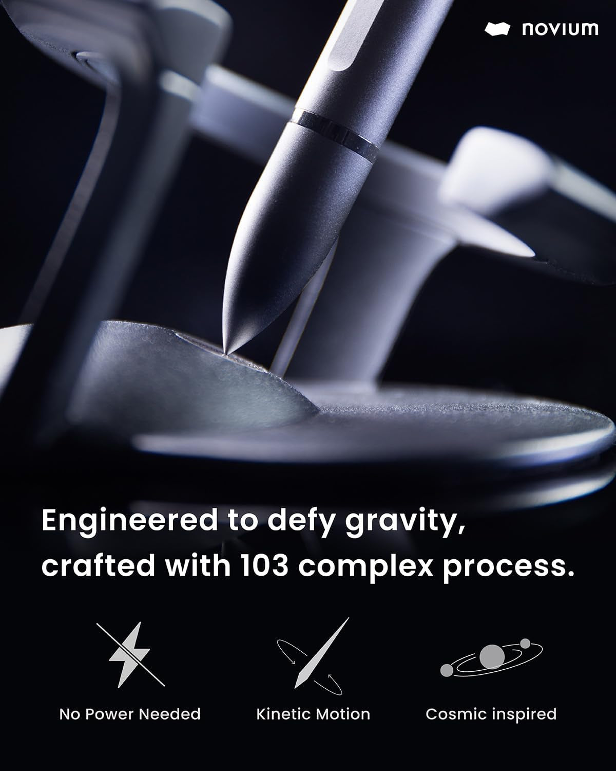 Hoverpen Interstellar Edition - Futuristic Luxury Pen Made with Aerospace Alloys, Desk Aesthetic, Free Spinning Executive Pen, Gifts for Men & Women (Space Black)