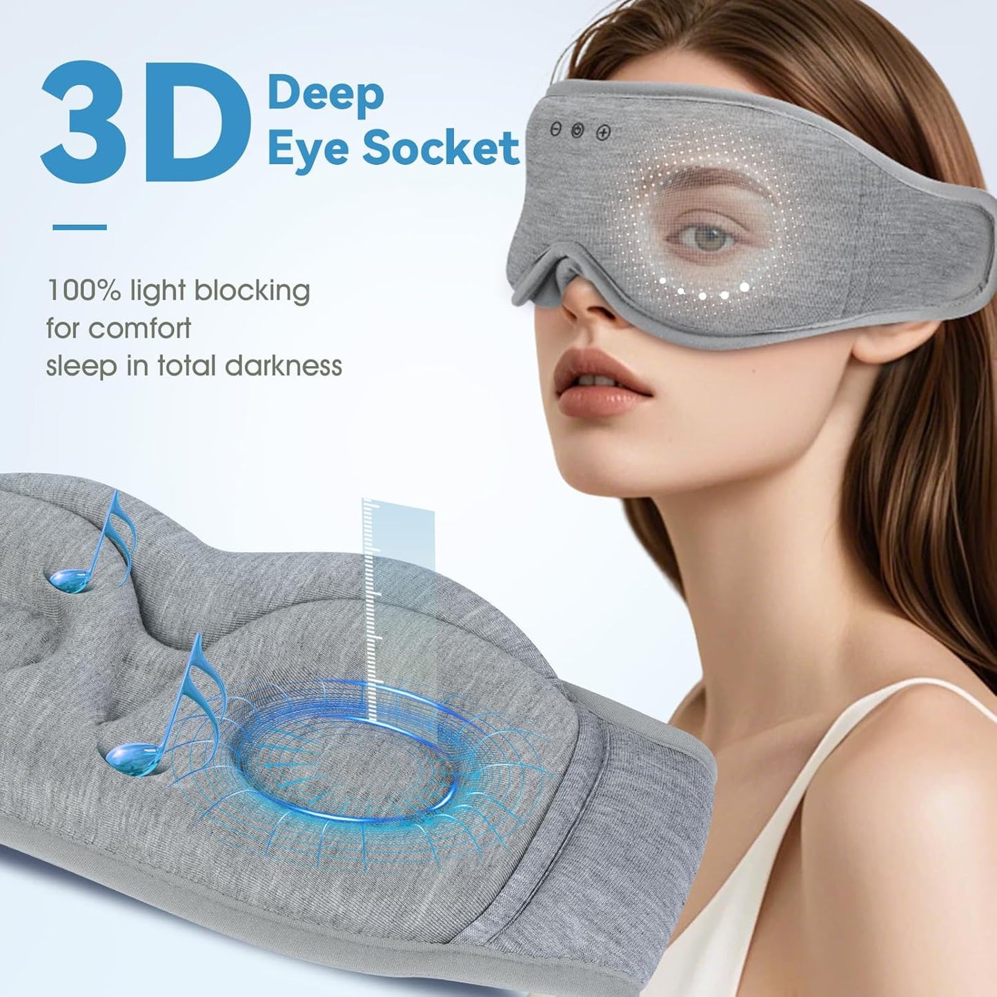 Sleep Mask Headphones | 100% Blackout 3D Organic Bamboo Cotton Eye Mask for Travel & Restful Sleep,Shift Work | Bluetooth 5.4 Sleep Headphones Cool Gadgets Gift for Men & Women!