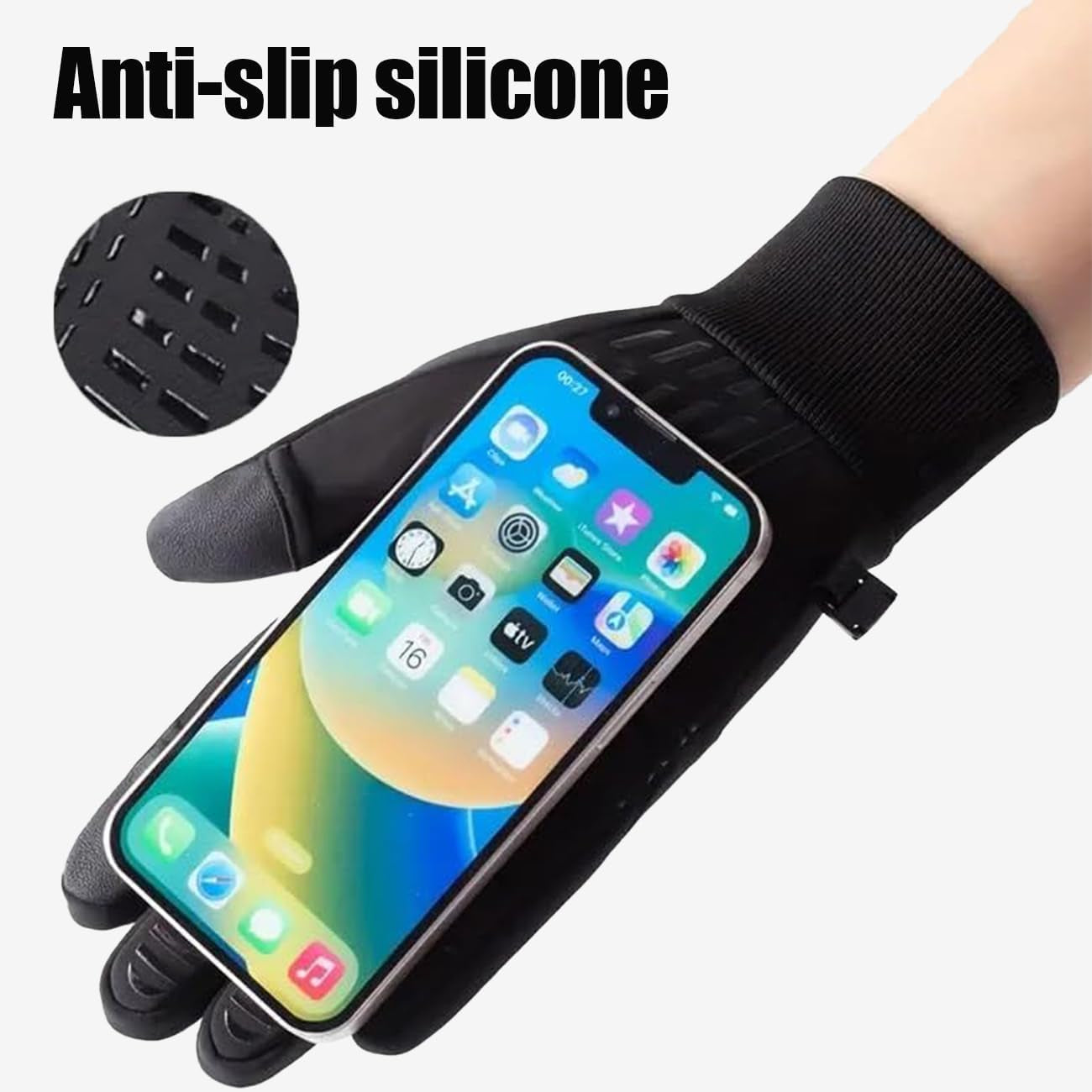 Fingerless Gloves for Men - Winter Thermal Water-Repellent Touch Screen Fishing Gloves for Women, Cycling, Driving, Running, Working (Measure Your Palm Circumference before Purchasing)
