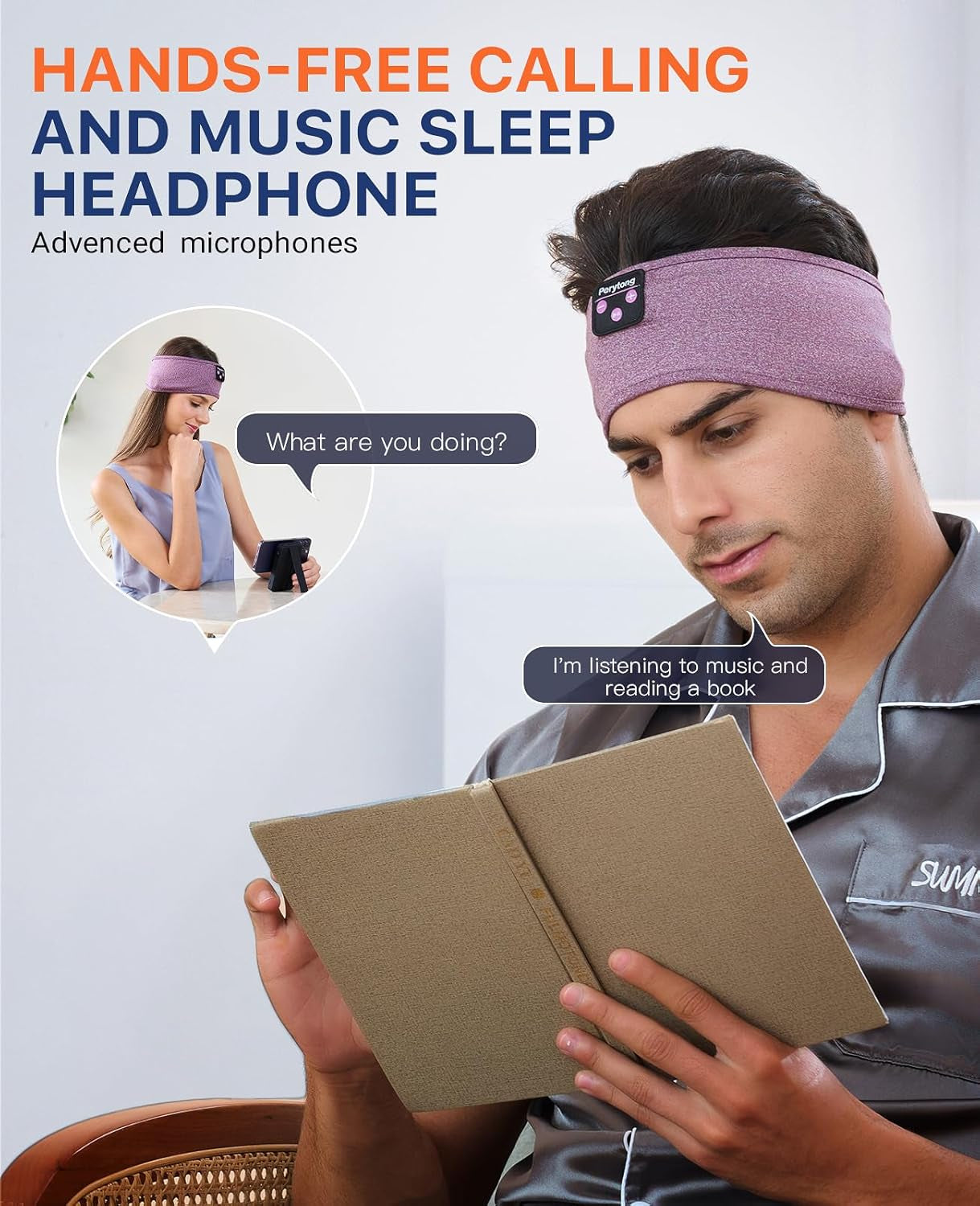 Sleeping Headphones, Bluetooth Sleep Headphones Headband Soft Comfortable Bluetooth Headband Sleep Earbuds Sports Headband Cool Tech Gadgets Sleeping Gifts Guide for Women Men