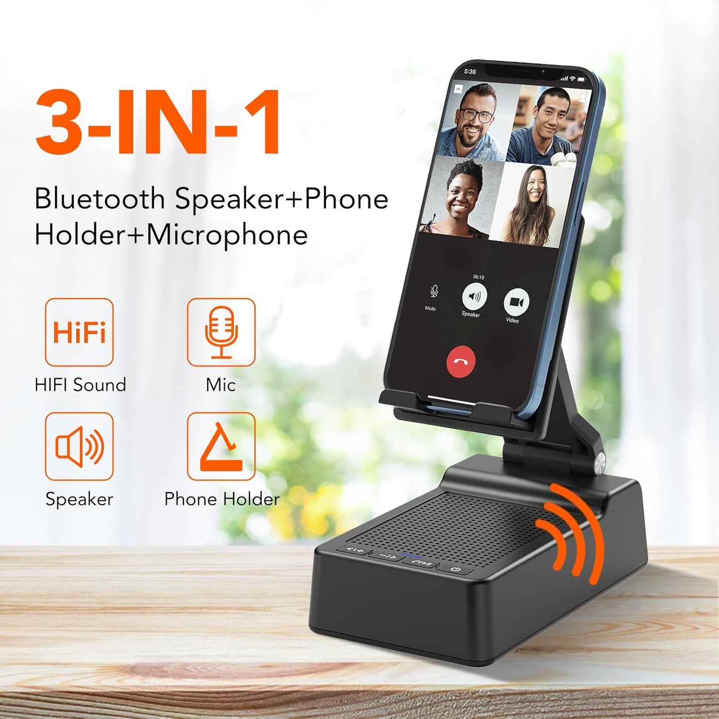 Foldable Phone Stand with Wireless Bluetooth Speaker and Anti-Slip Base, Birthday Gifts for Men/Women, Gadgets for Anniversary Idea Gift, Valentine'S Day Gift for Beloved