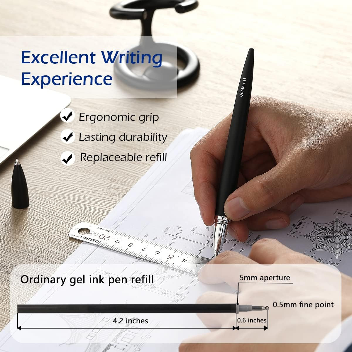 Magnetic Levitating Rollerball Gel Pen,Futuristic Fancy Luxury Floating Cool Space Fidget Pen,Office Desk Toy Gadgets Decor Accessories,Birthday Leaving Unique Gifts for Men Adults (Black)