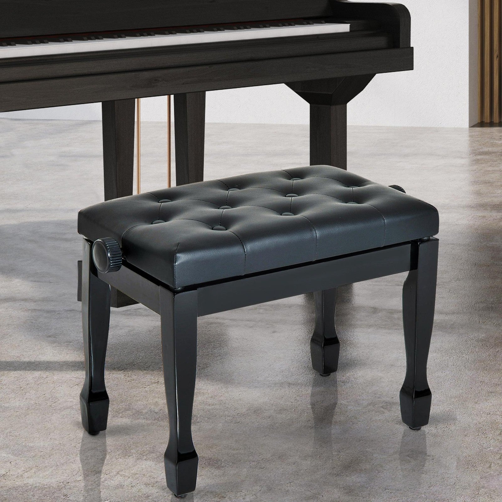 HOMCOM Faux Leather Piano Stool Height Adjustable Seat Keyboard Bench Black