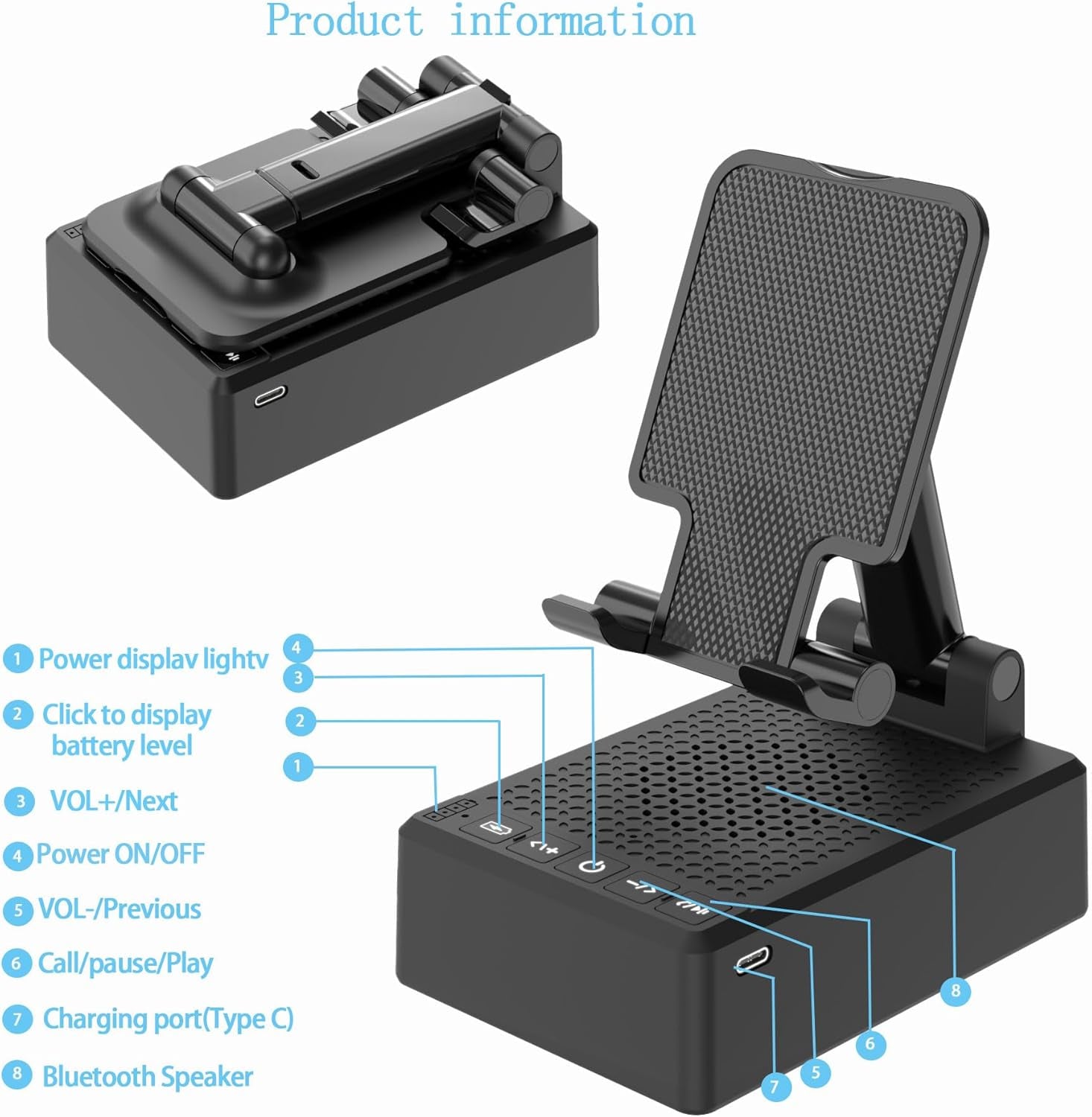 Phone Stand with Bluetooth Speake,Gifts for Men Women,Phone Stand for Desk Compatible with Iphone, Ipad, Samsung Galaxy,Birthday Gifts for Women,Gadgets for Men,Cool Tech Gadgets