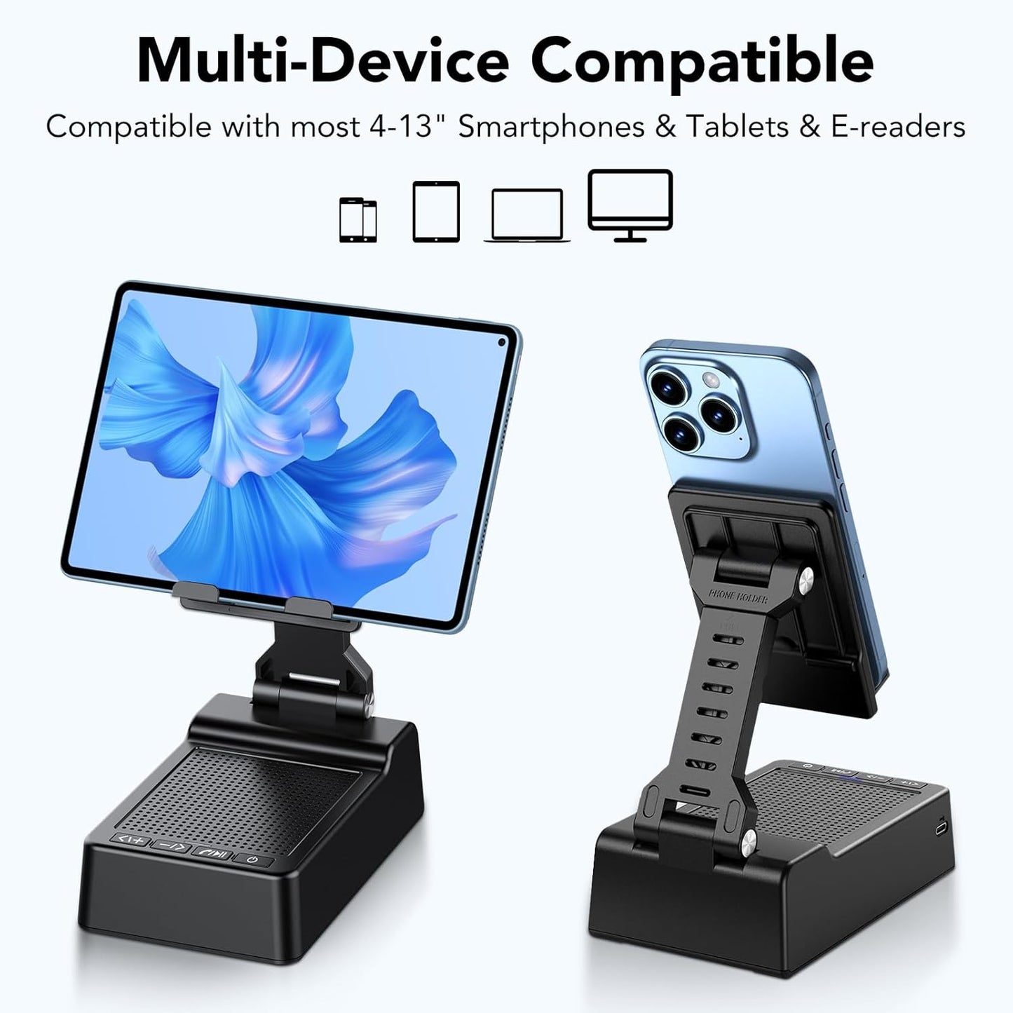 Foldable Phone Stand with Wireless Bluetooth Speaker and Anti-Slip Base, Birthday Gifts for Men/Women, Gadgets for Anniversary Idea Gift, Valentine'S Day Gift for Beloved