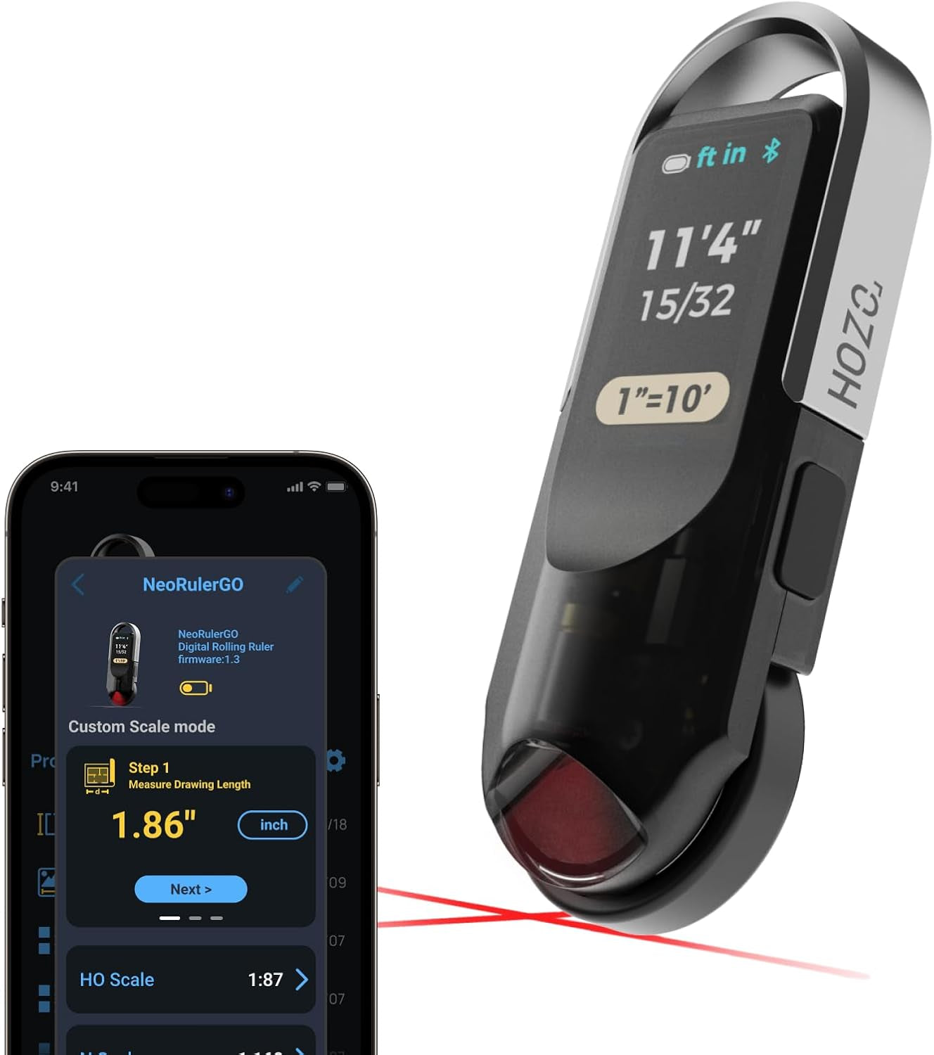 Neorulergo Digital Tape Measure with Laser, Rechargeable Smart Long Distance Rolling Measuring Tool for Flat Curved Diameter Odd Shapes, Bluetooth App, Pocket Size Cool Gadgets Gift for Men,Dad