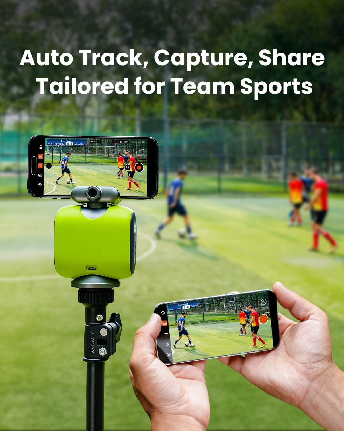 Chameleon AI Auto Sports Action Camera - 4K 60FPS Football Camera and Basketball Tracking Camera for Team Sports, Live Streaming, No Subscription, Works with Ios & Android (Lemon Green)