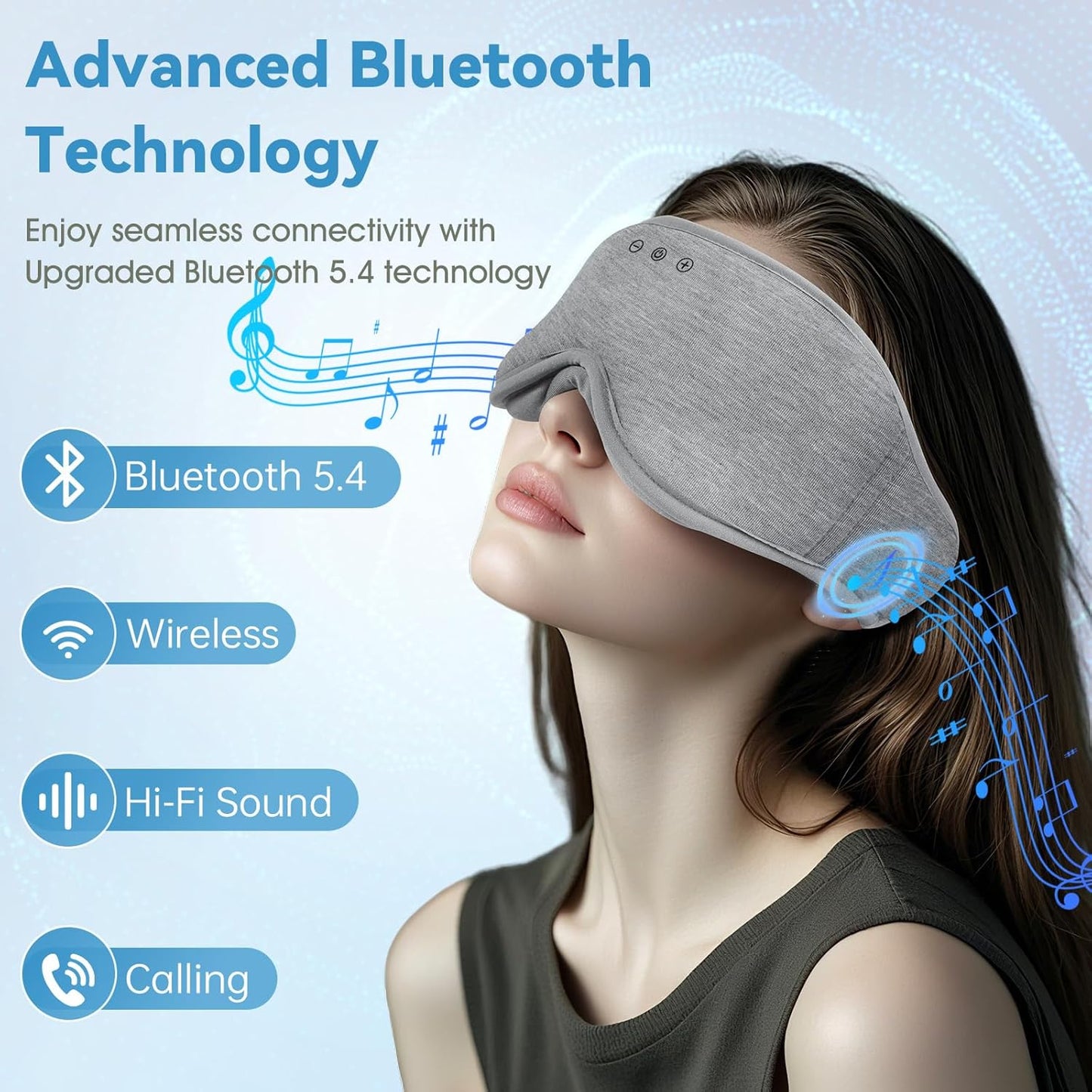 Sleep Mask Headphones | 100% Blackout 3D Organic Bamboo Cotton Eye Mask for Travel & Restful Sleep,Shift Work | Bluetooth 5.4 Sleep Headphones Cool Gadgets Gift for Men & Women!