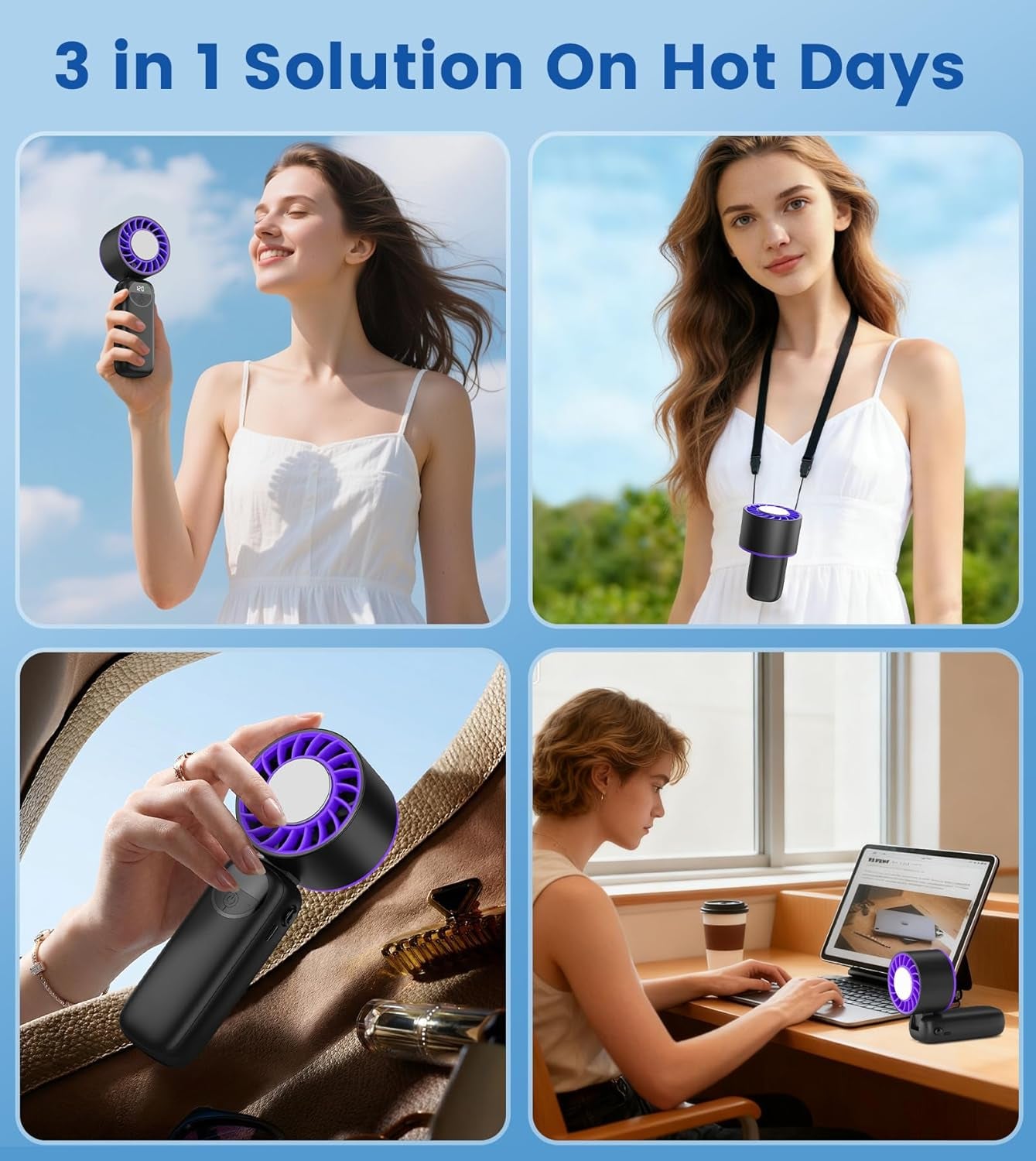 Portable Handheld Fan, 4000Mah High Speed Mini Personal Turbo Fan with Ice Cooler, 120 Wind Gear, LED Display, 90°Foldable, up to 22 Hrs, Rechargeable USB Face Fan for Travel,Outdoor,Home,Office