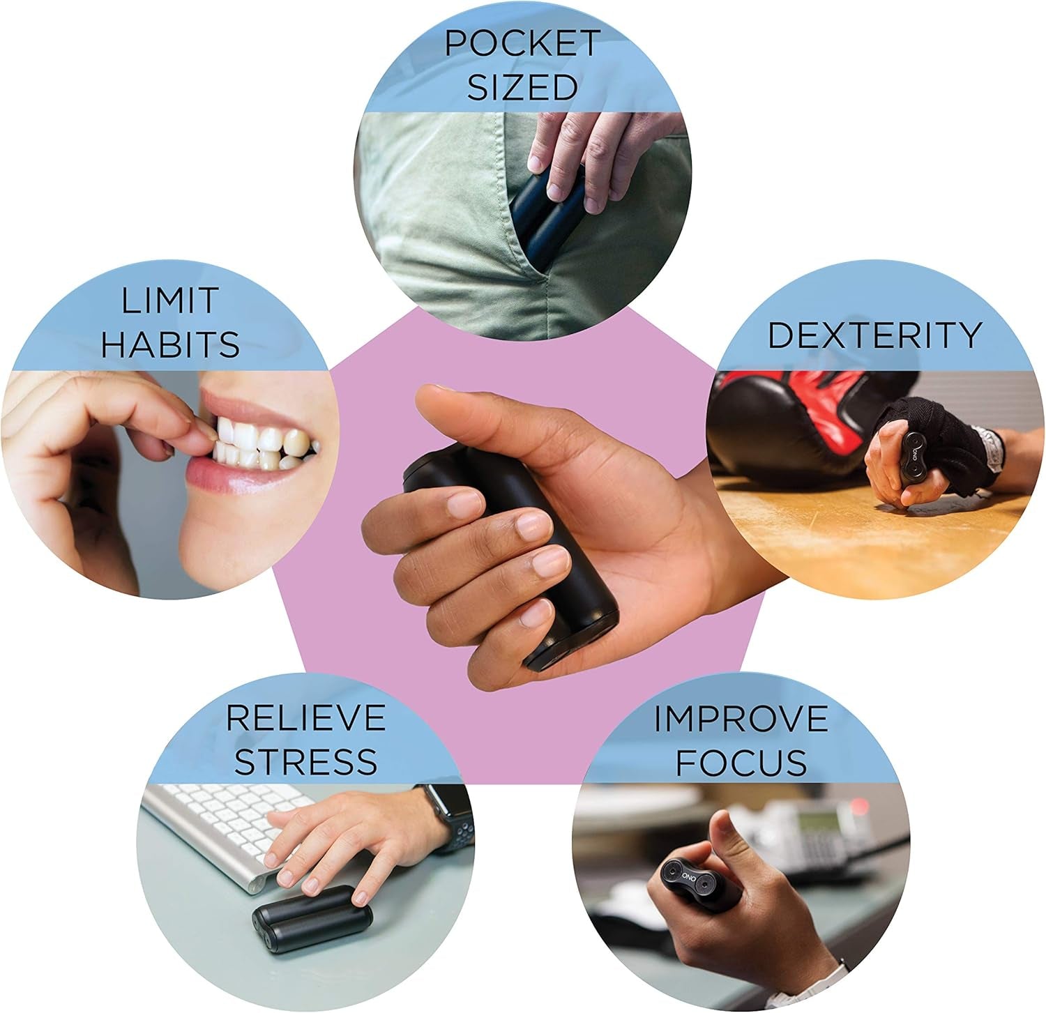 Roller Jr Black - Silent Fidget Toys for Promoting Focus & Stress Relief - Helps Develop Fine Motor Skills & Ease Skin & Nail Picking - Sized for Small Hands, Quiet Sensory Toy