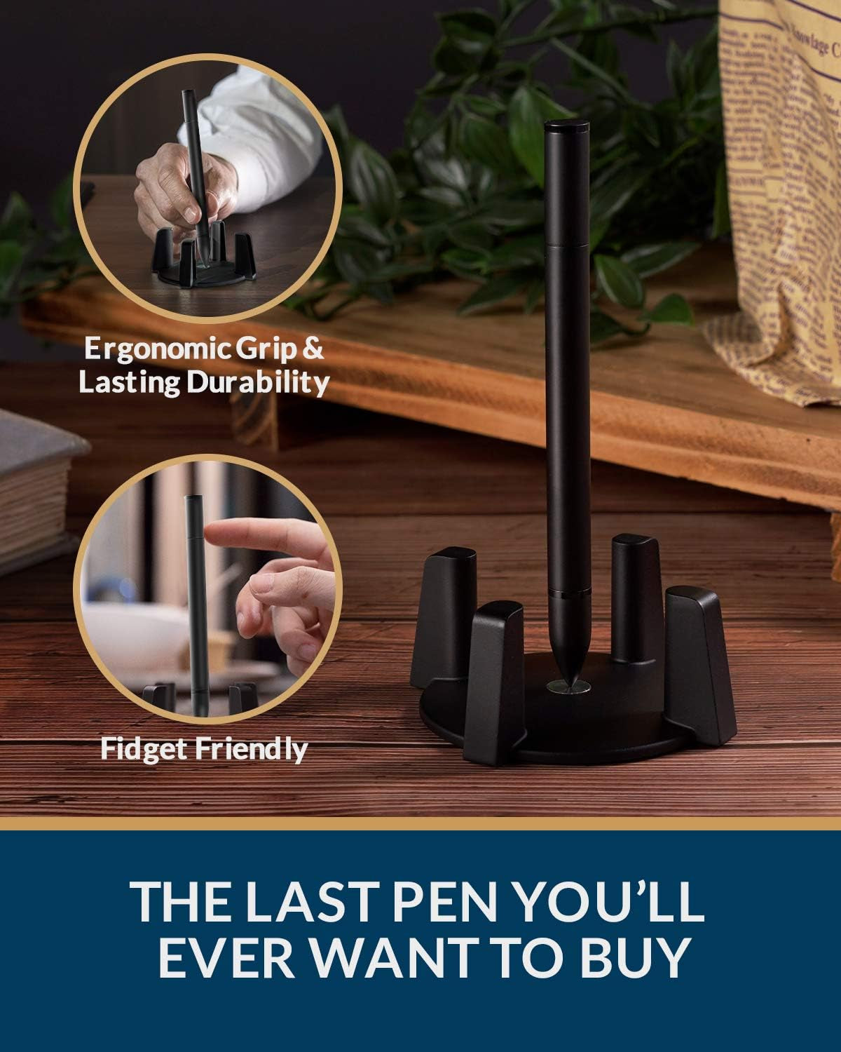 Hoverpen - Luxury Pen for Men & Women, Vertically Standing Executive Ballpoint Pen with Top Grade Free-Flowing Ink & Refill, Unique Gifts for Men, Cool Desk Decorations, Office Decor for Men