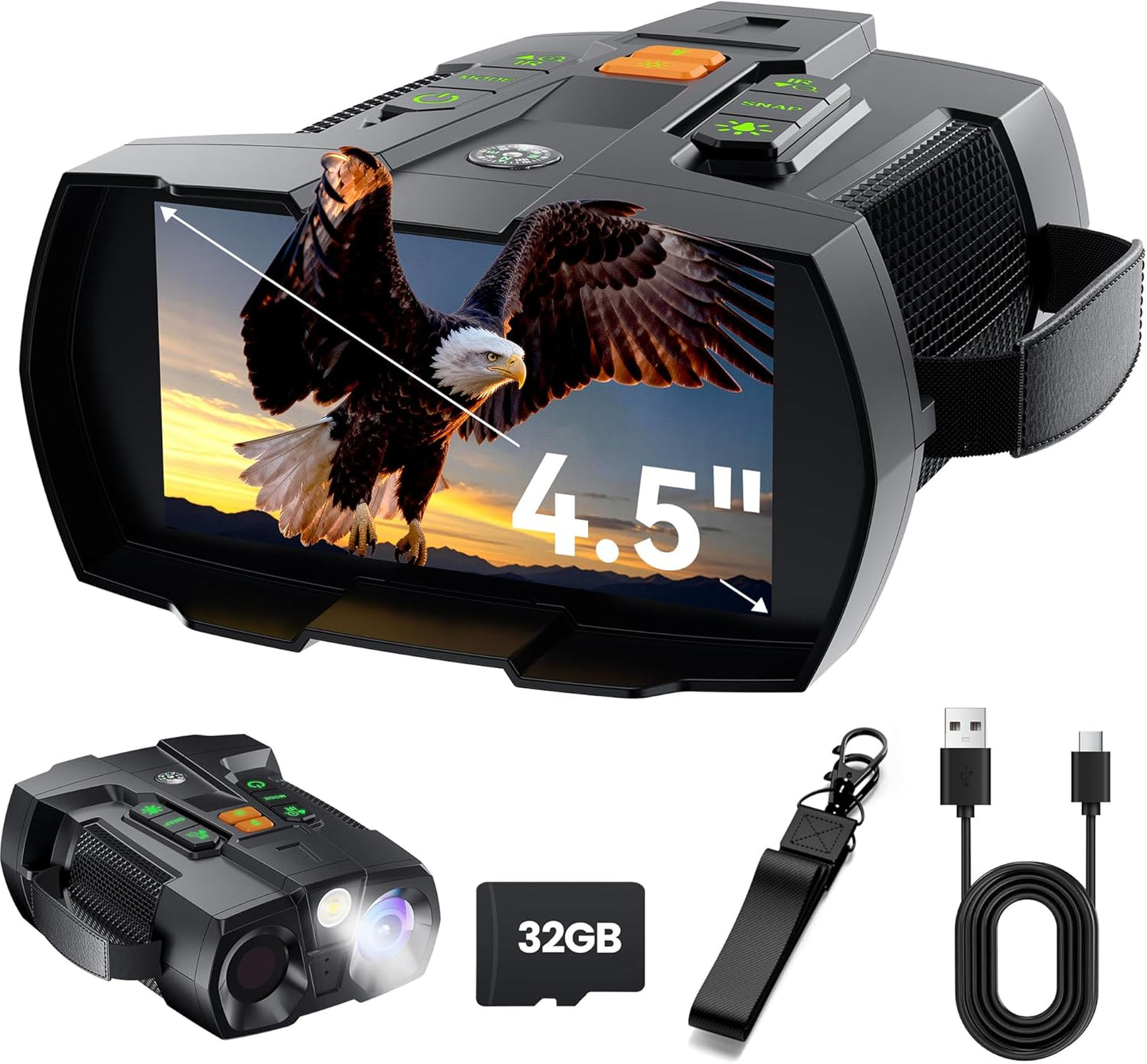 Night Vision Goggles 4K for Adults: 4.5" Large Screen HD Night Vision Binocular - Hunting Essentials with 5000Mah Battery - Camping Gear for Hunter - Christmas for Men - Cool Gadgets