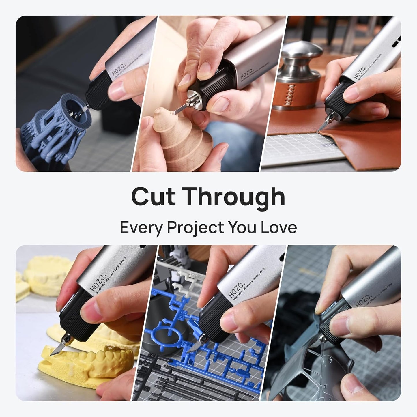 Neoblade Wireless Ultrasonic Cutter – 40Khz Vibration, 40W Smart Power, Replaceable Battery, Turbo Cooling, LED Light, 2 Cutting Modes, for 3D Printing, Resin, Dental, Carbon Fiber,Acrylic & DIY