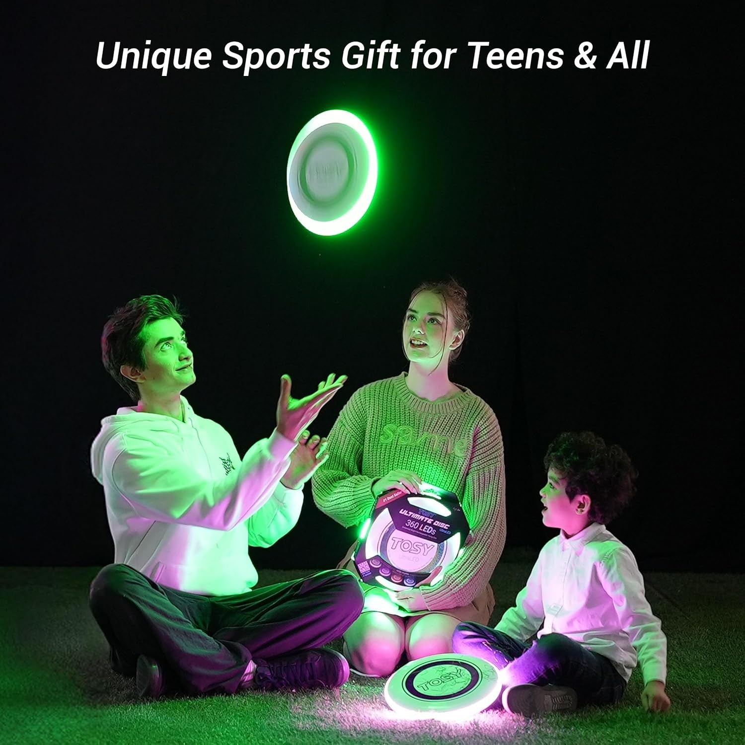 Flying Disc - 36 Monocolor Leds, Super Bright, Smart Modes, Cool Easter Gift, Camping Toy for Kid/Teen/Adult, Auto Light Up, Rechargeable, Waterproof, 175G
