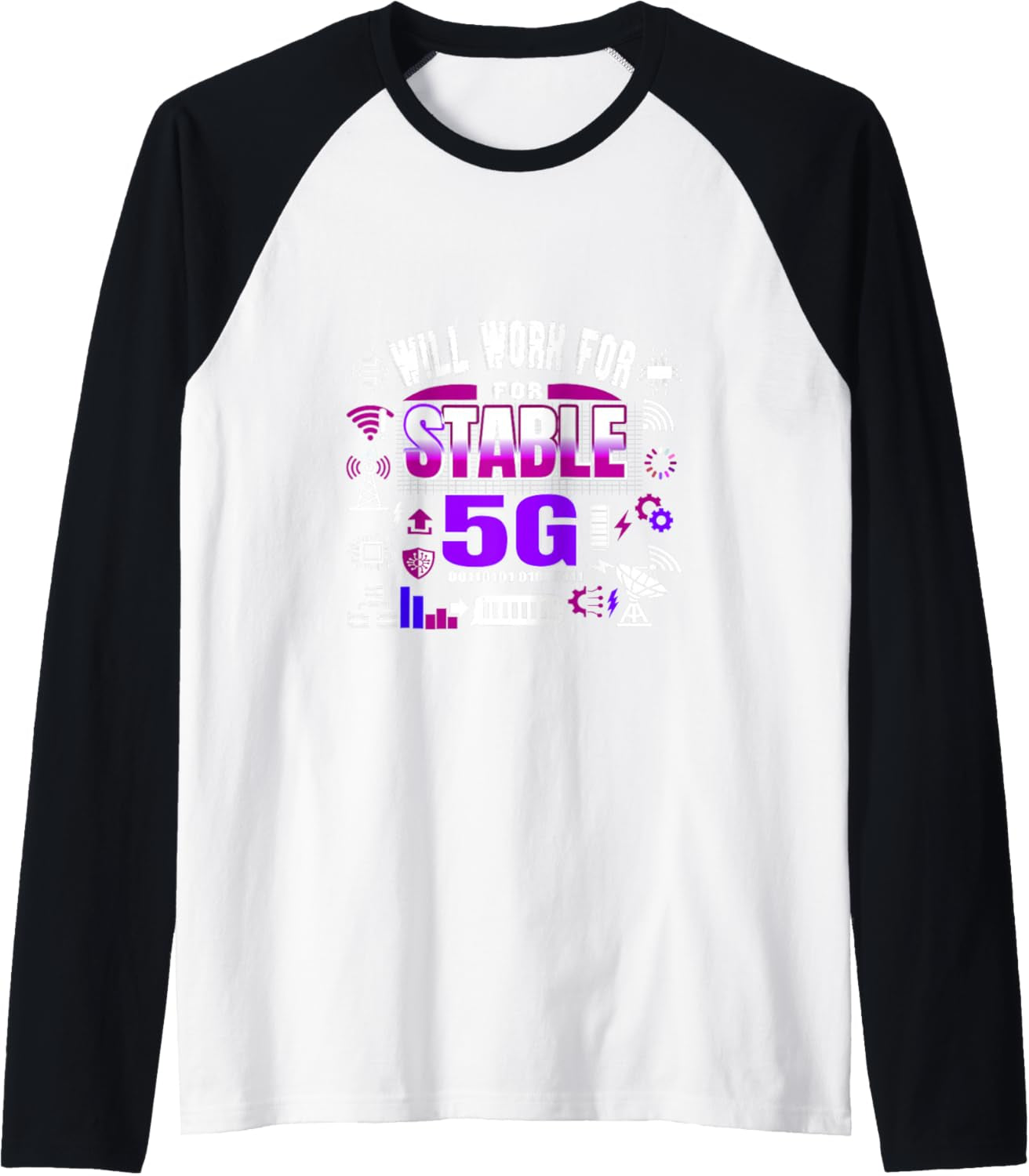 Cool Computer Tech Geek Humor Gamer Will Work for Stable 5G Raglan Baseball Tee