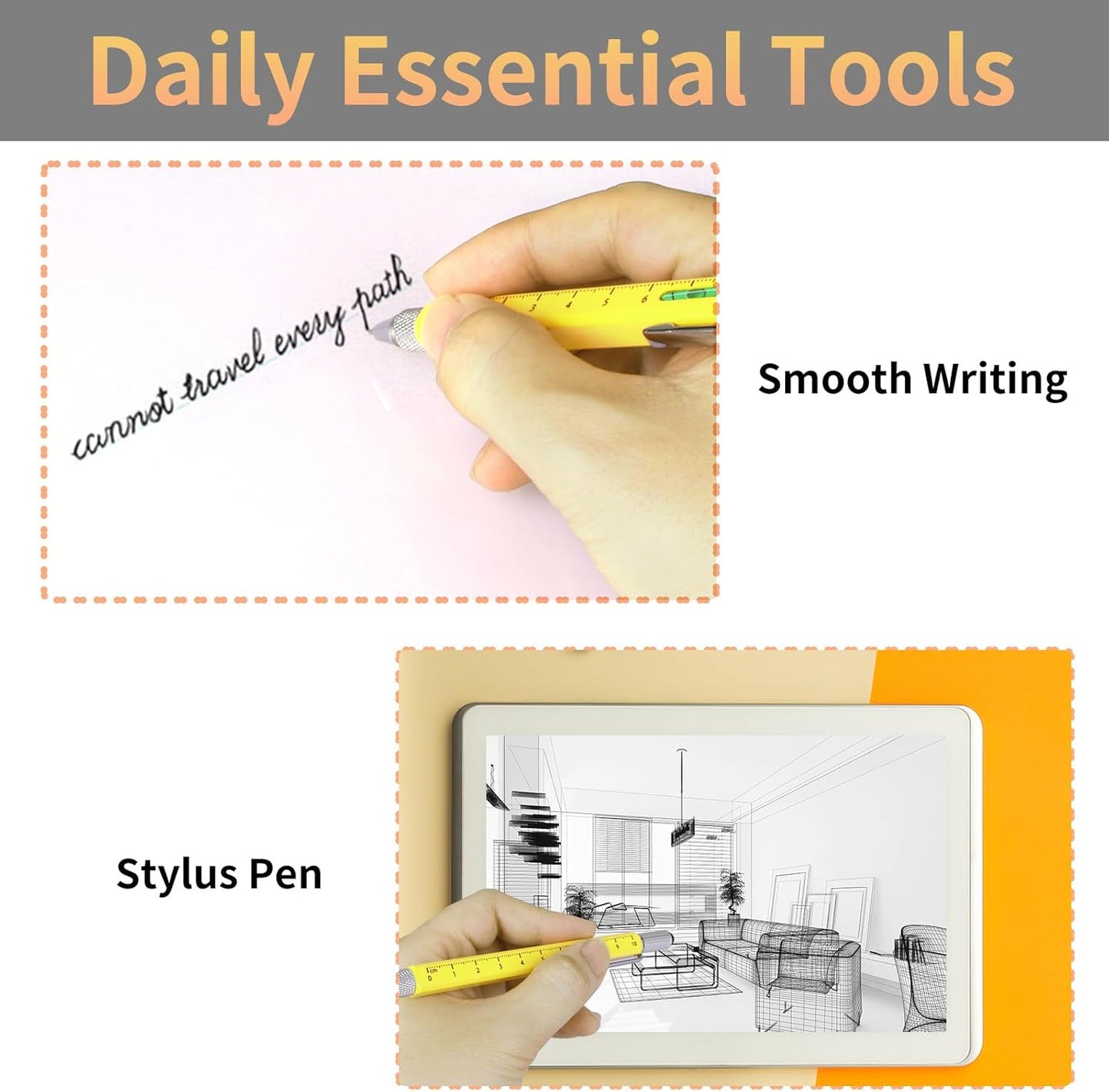 Unique Multitool Pen Gifts for Men, Stocking Stuffers for Men Dad Cool Gadgets for Husband Him Birthday Gifts for Men, Office Engineer Woodworkers Carpenter Construction Tool Gift