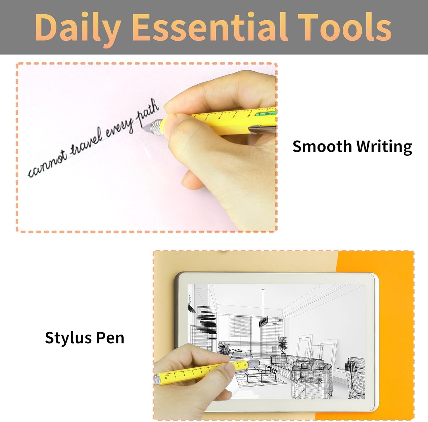 Unique Multitool Pen Gifts for Men, Stocking Stuffers for Men Dad Cool Gadgets for Husband Him Birthday Gifts for Men, Office Engineer Woodworkers Carpenter Construction Tool Gift