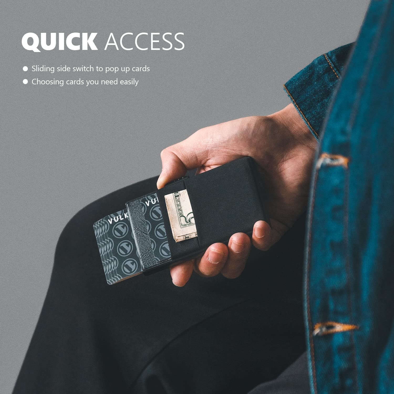 Credit Card Holder with EDC Pockets & ID Window RFID Blocking Pop up Card Wallet Slim Metal Wallet