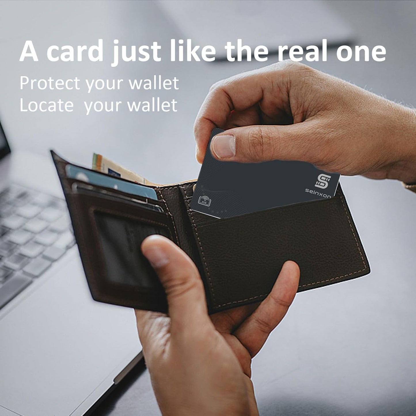 Wallet Finder RFID Blocking Card IP68 Item Tracker with Recharge Clip Works with Apple Find My APP & Network (Ios Only)