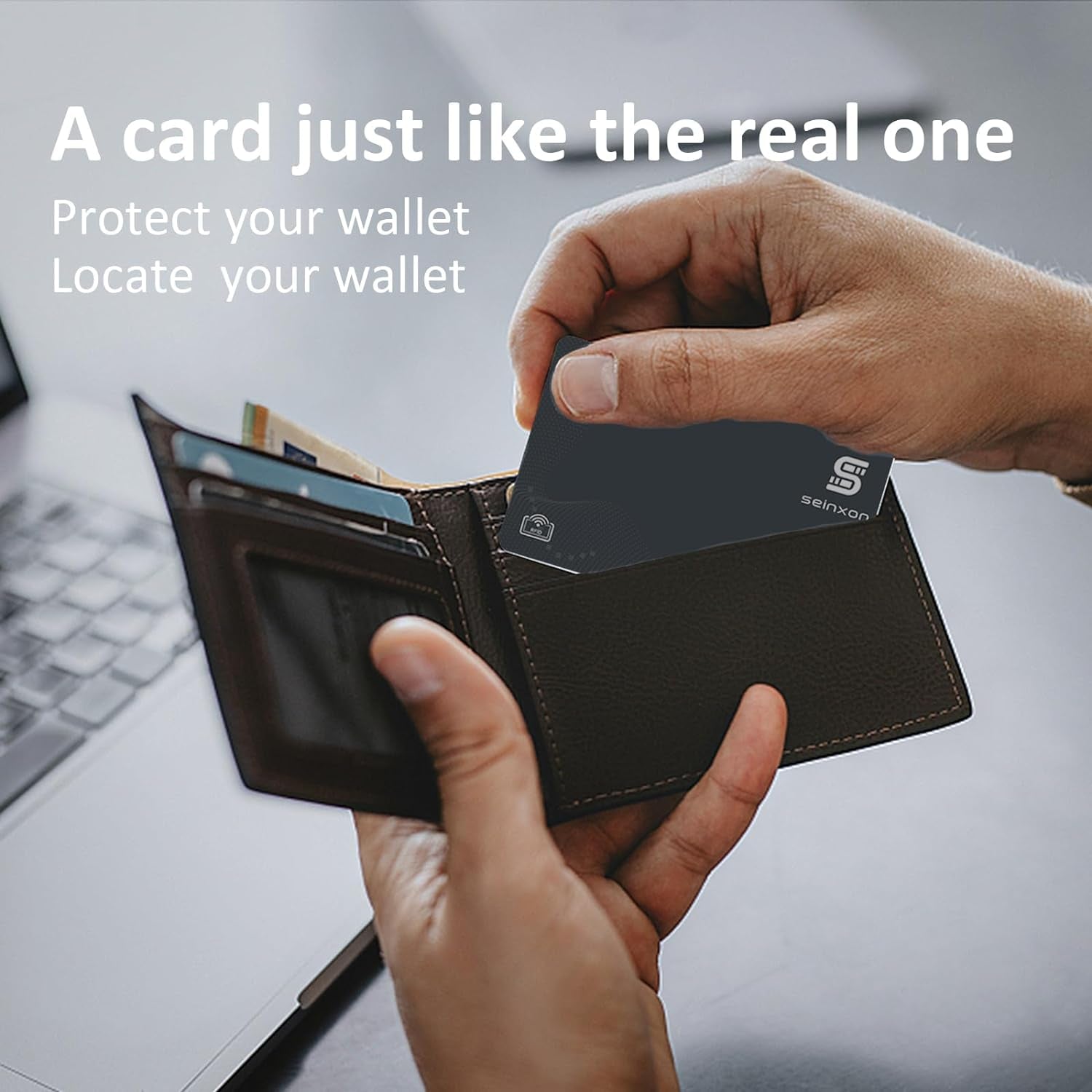 Wallet Finder RFID Blocking Card IP68 Item Tracker with Recharge Clip Works with Apple Find My APP & Network (Ios Only)