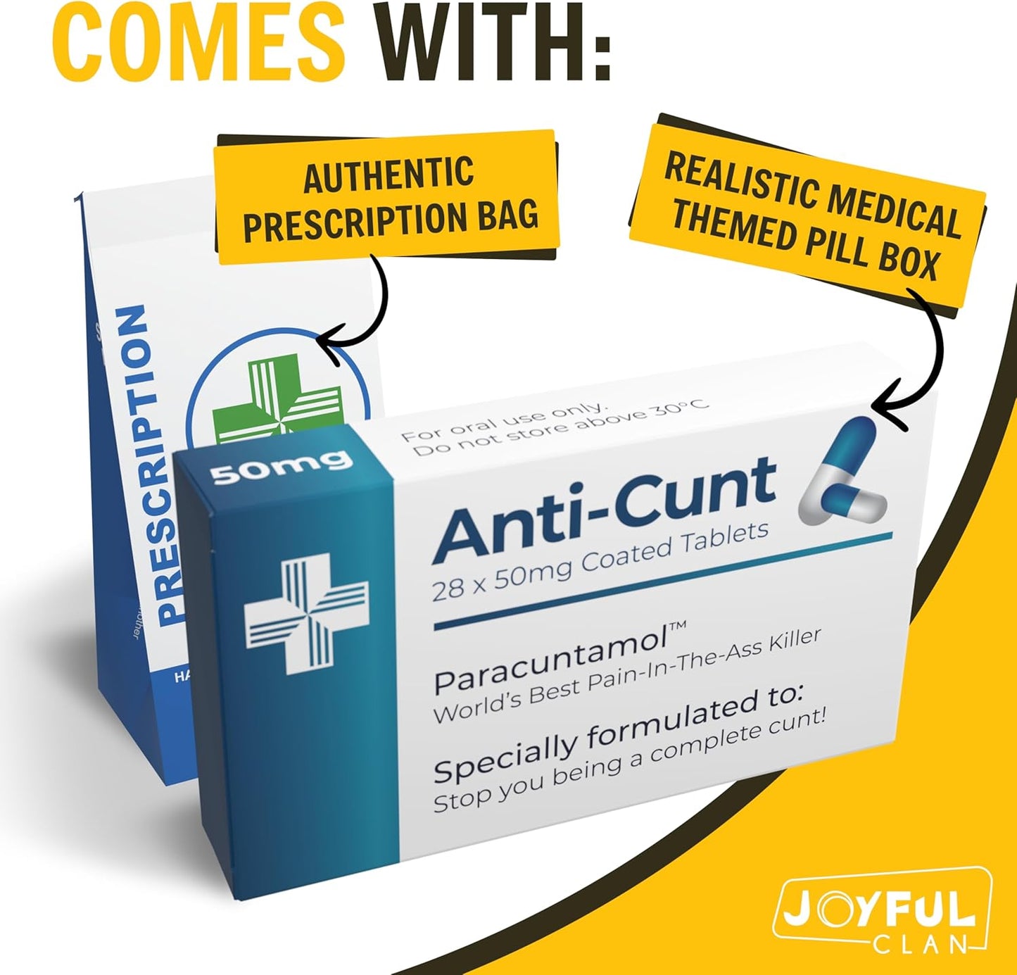 Funny Joke Pill Box Prank Gag Gifts for Men Funny Valentines Gifts for Him Secret Santa Novelty Stocking Filler Birthday Gifts for Women Rude Silly Presents for Boyfriend Dad (Anti-C*Nt)