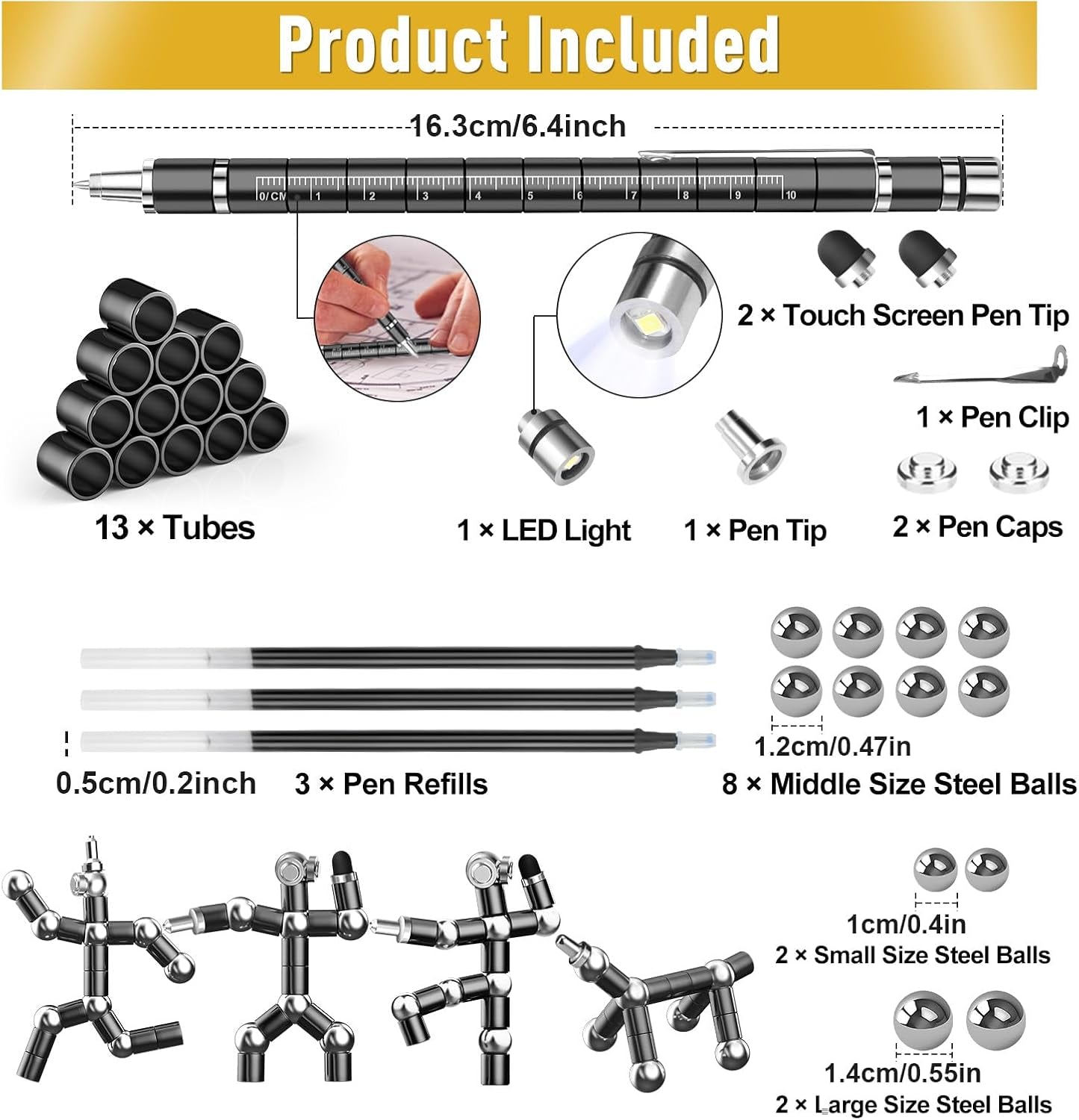 Gifts for Men Women, Magnetic Fidget Pen Toys for Adults Gadgets Dad Birthday Mens Gifts for Fathers Day from Daughter Son for Dad/Grandad/Him/Her/Men/Women/Boyfriends/Girlfriend/Teenage/Kids