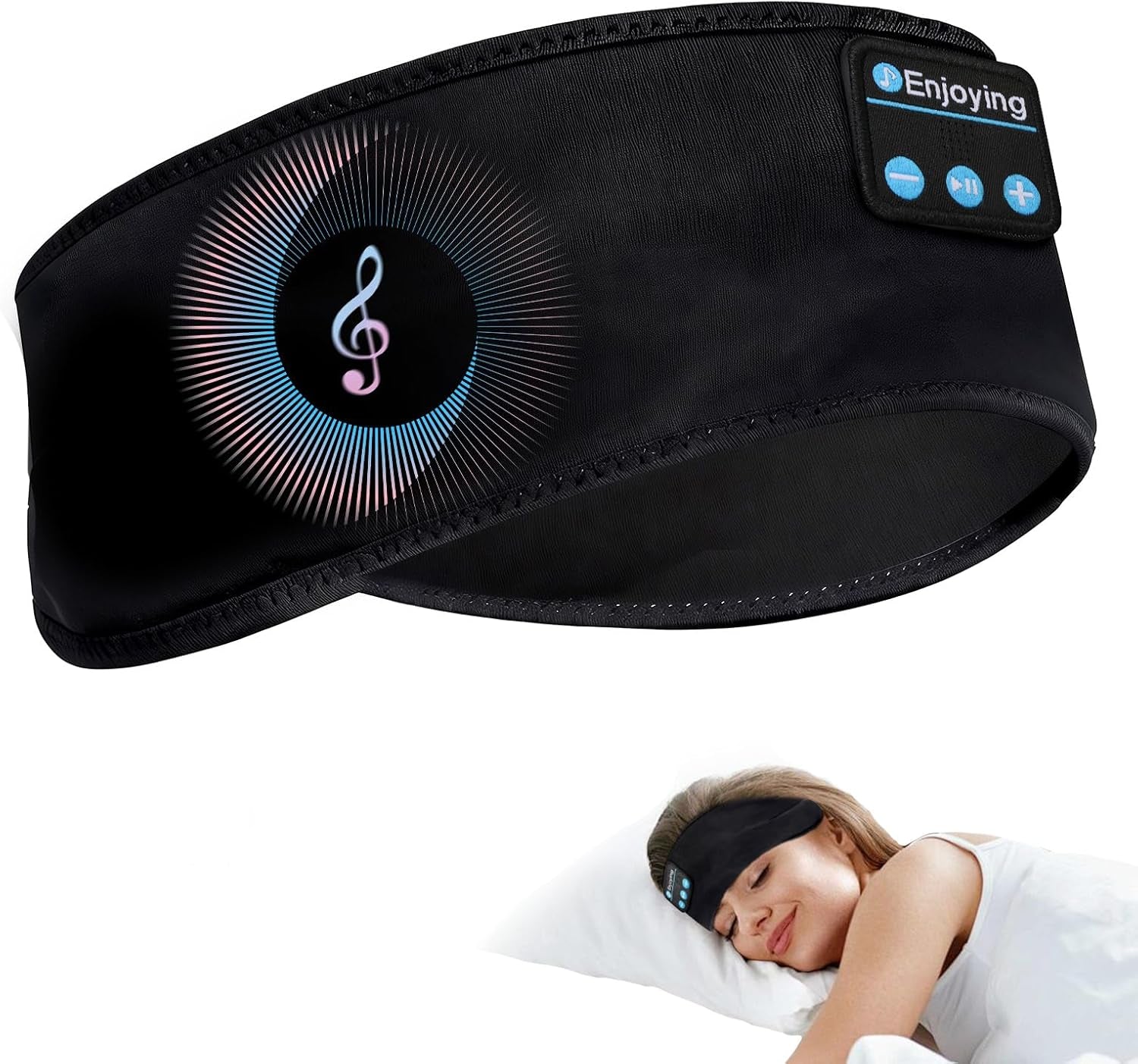 Sleep Headphones Headband Bluetooth 5.4 Headphones for Sleeping & Sport with Thin Speakers Wireless Music Earphones Tech Gifts for Men Women Teens Yoga Workout Fitness Relax Travel (Black)