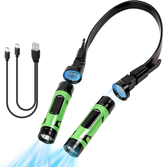1200LM Detachable Neck Light, Rechargeable LED Neck Gadgets with Removable Magnetic Torches, Hands Free Mechanic Wearable for Craft, Reading, Knitting, Camping, Repairing, around 100Hrs Lasting