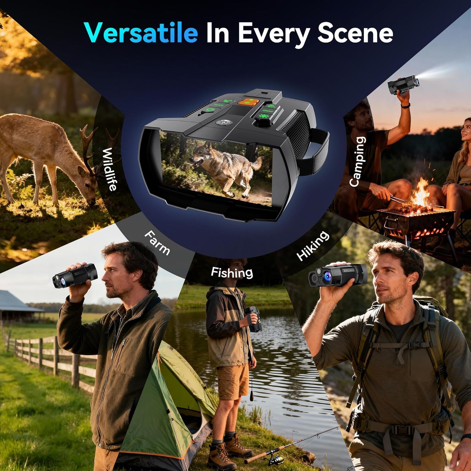 Night Vision Goggles 4K for Adults: 4.5" Large Screen HD Night Vision Binocular - Hunting Essentials with 5000Mah Battery - Camping Gear for Hunter - Christmas for Men - Cool Gadgets