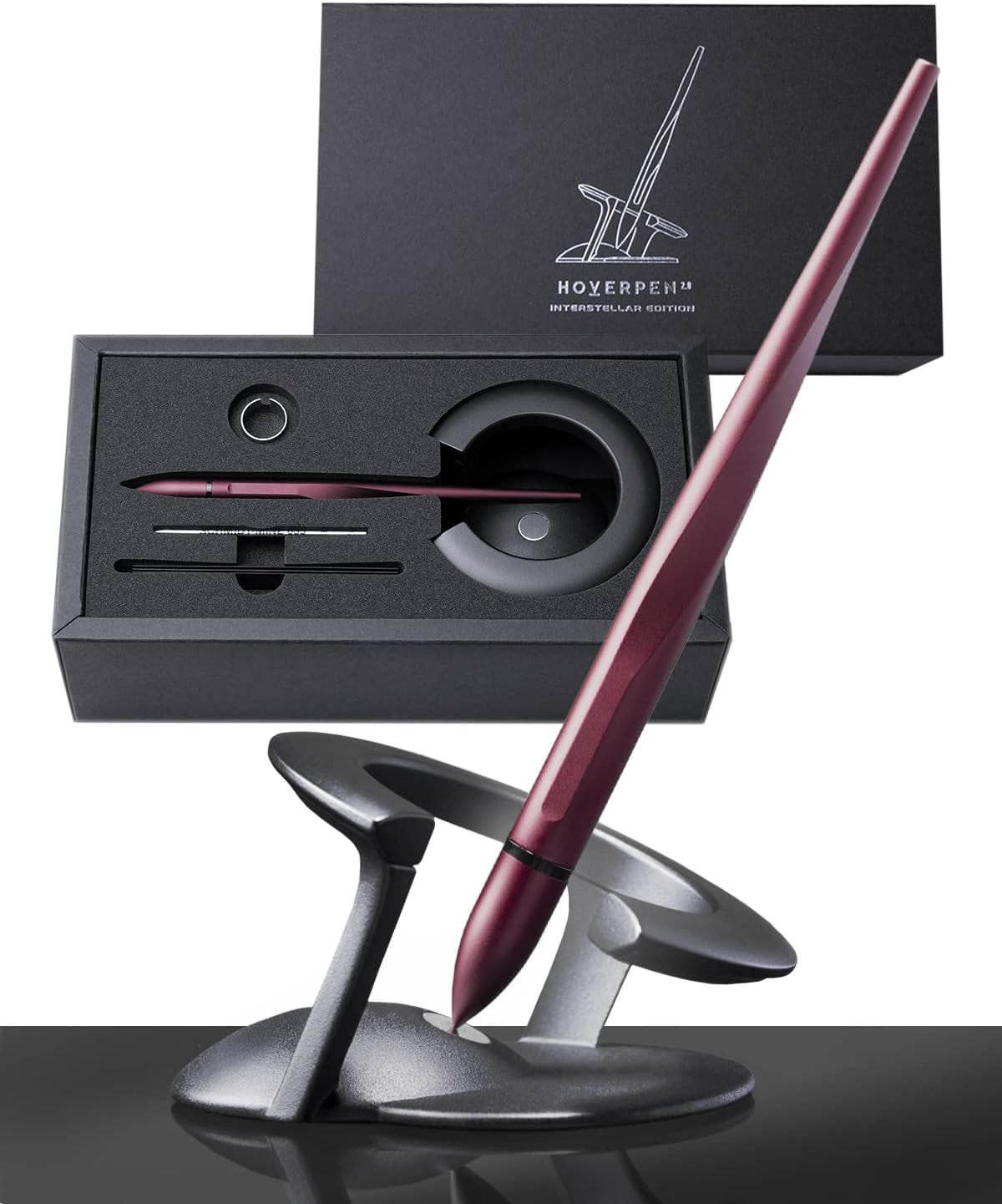 Hoverpen Interstellar Edition - Futuristic Luxury Pen Made with Aerospace Alloys, Unique Aesthetic, Free Spinning Executive Pen, Birthday Gifts for Men & Women (Mars Magma)