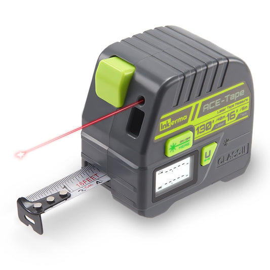 2-In-1 Laser Tape Measure,  130Ft/40M Laser Measurement Tool & 16Ft/5M Measuring Tape, Digital Laser Tape Measure with M/In/Ft/Ft+In Units, LCD Display, Self-Locking Tape, Belt Clip